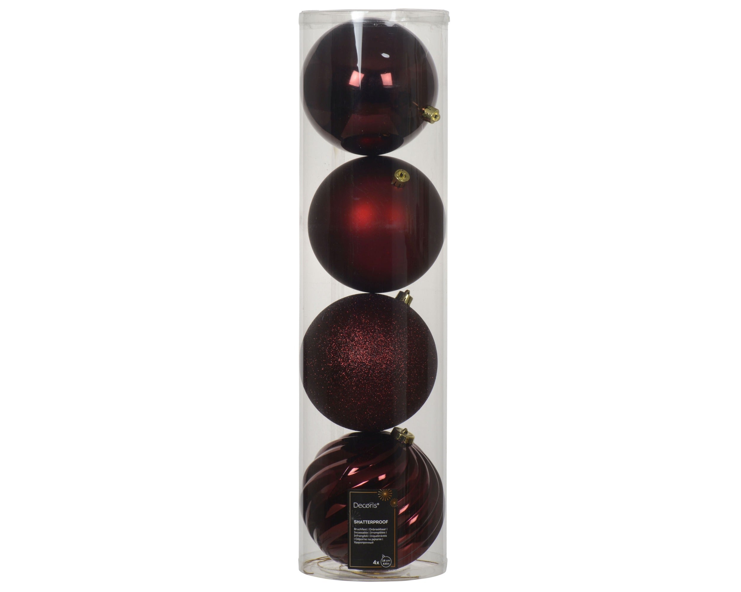 Decoris shatterproof bauble oxblood 14 cm