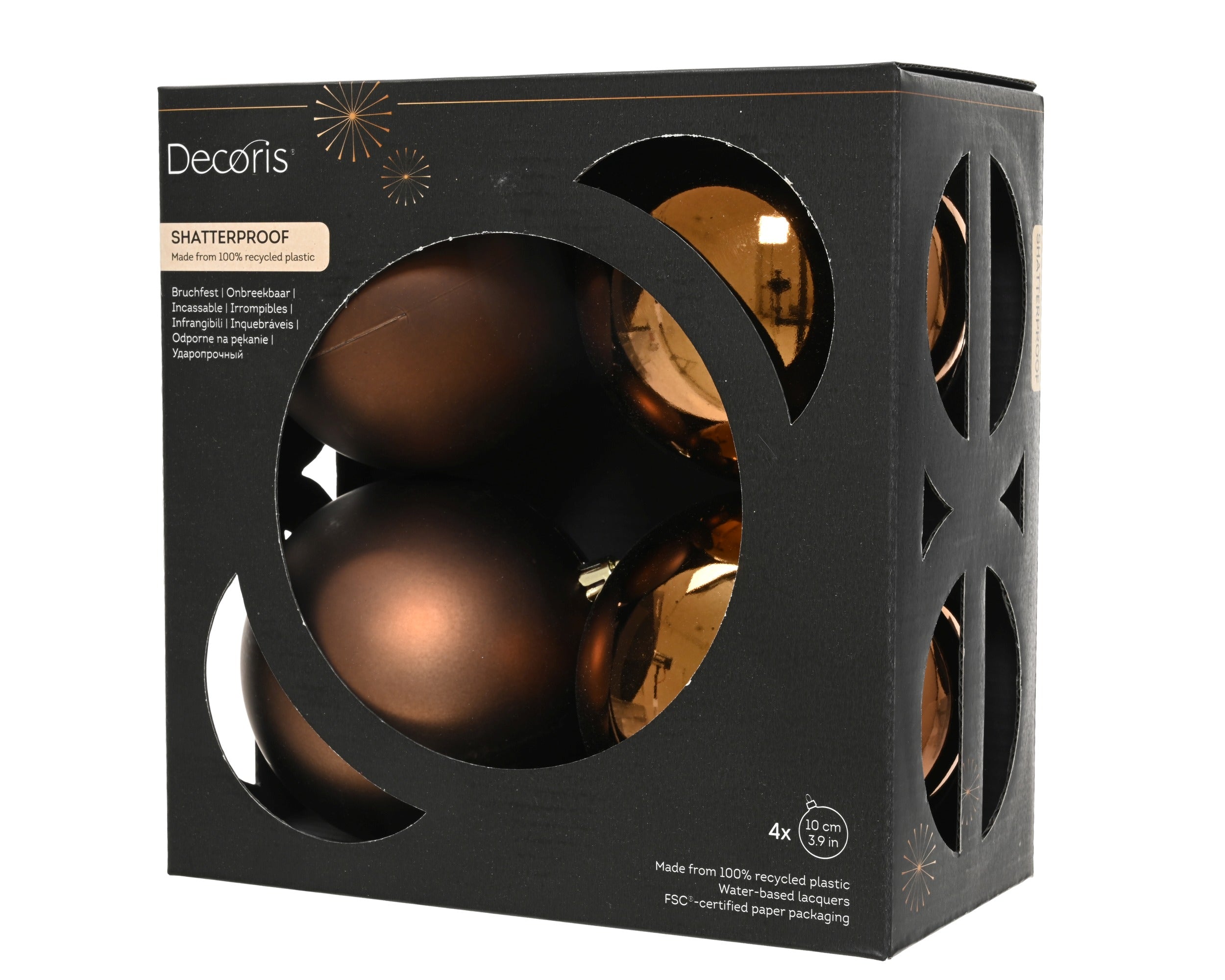 Decoris shatterproof baubles espresso 10 cm