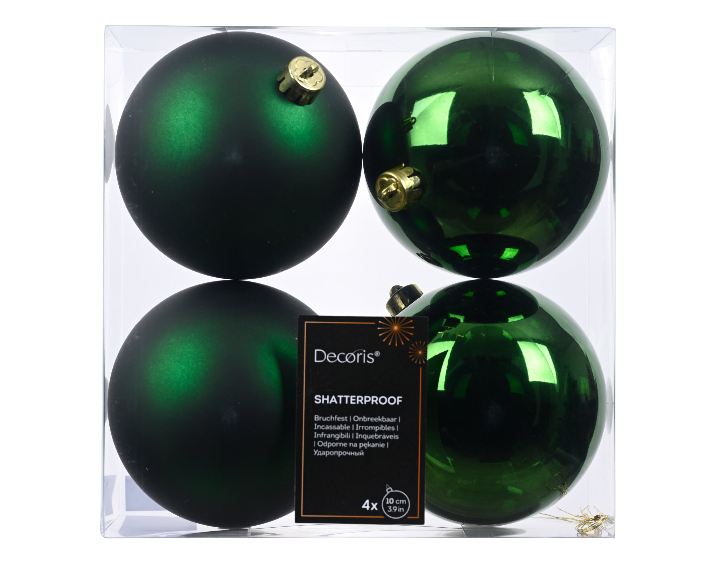 Decoris shatterproof baubles pine green 10 cm