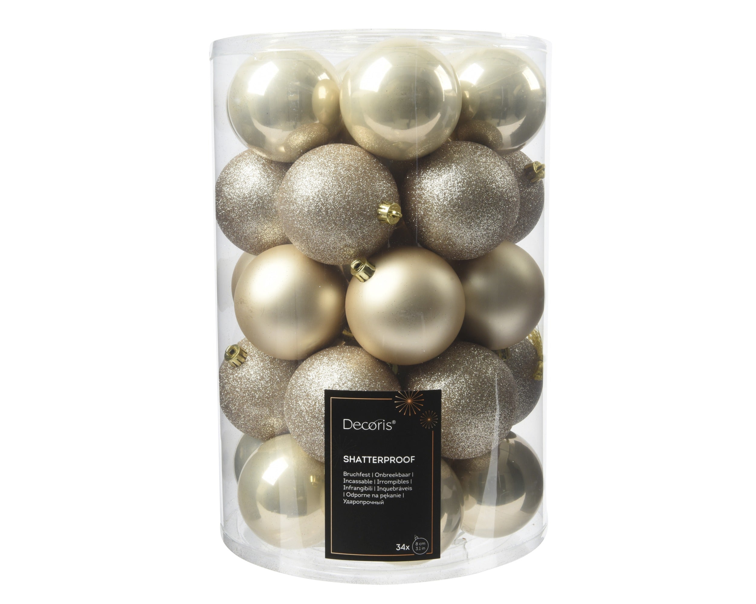 Decoris shatterproof baubles pearl 8 cm
