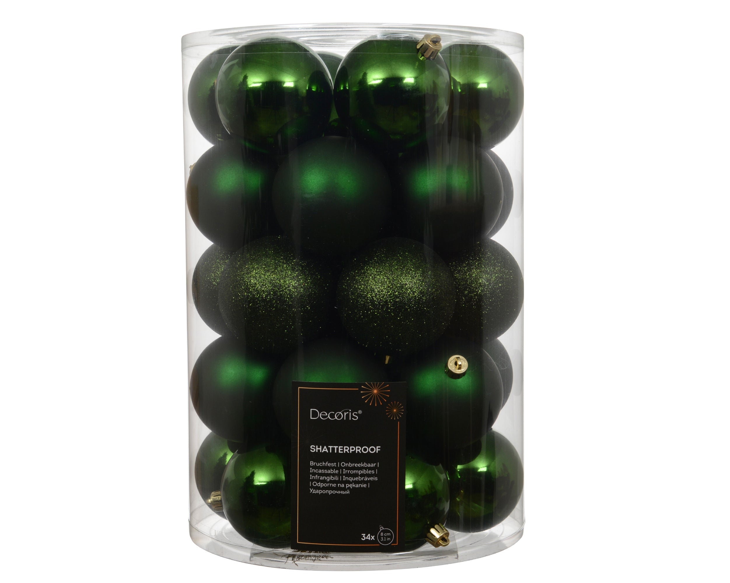 Decoris shatterproof baubles pine green 8 cm