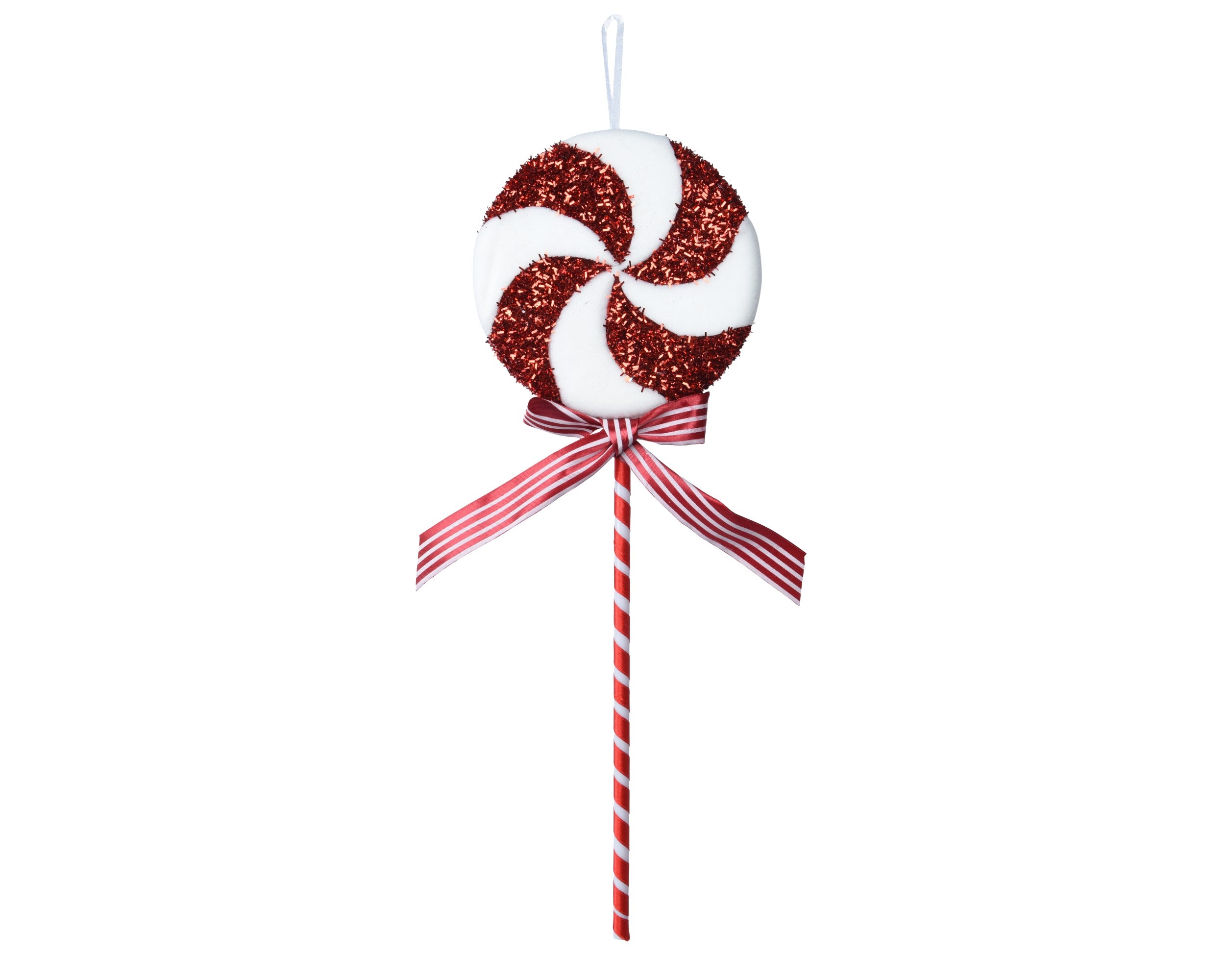 Decoris hanging ornament foam red white lolly figure 42 cm