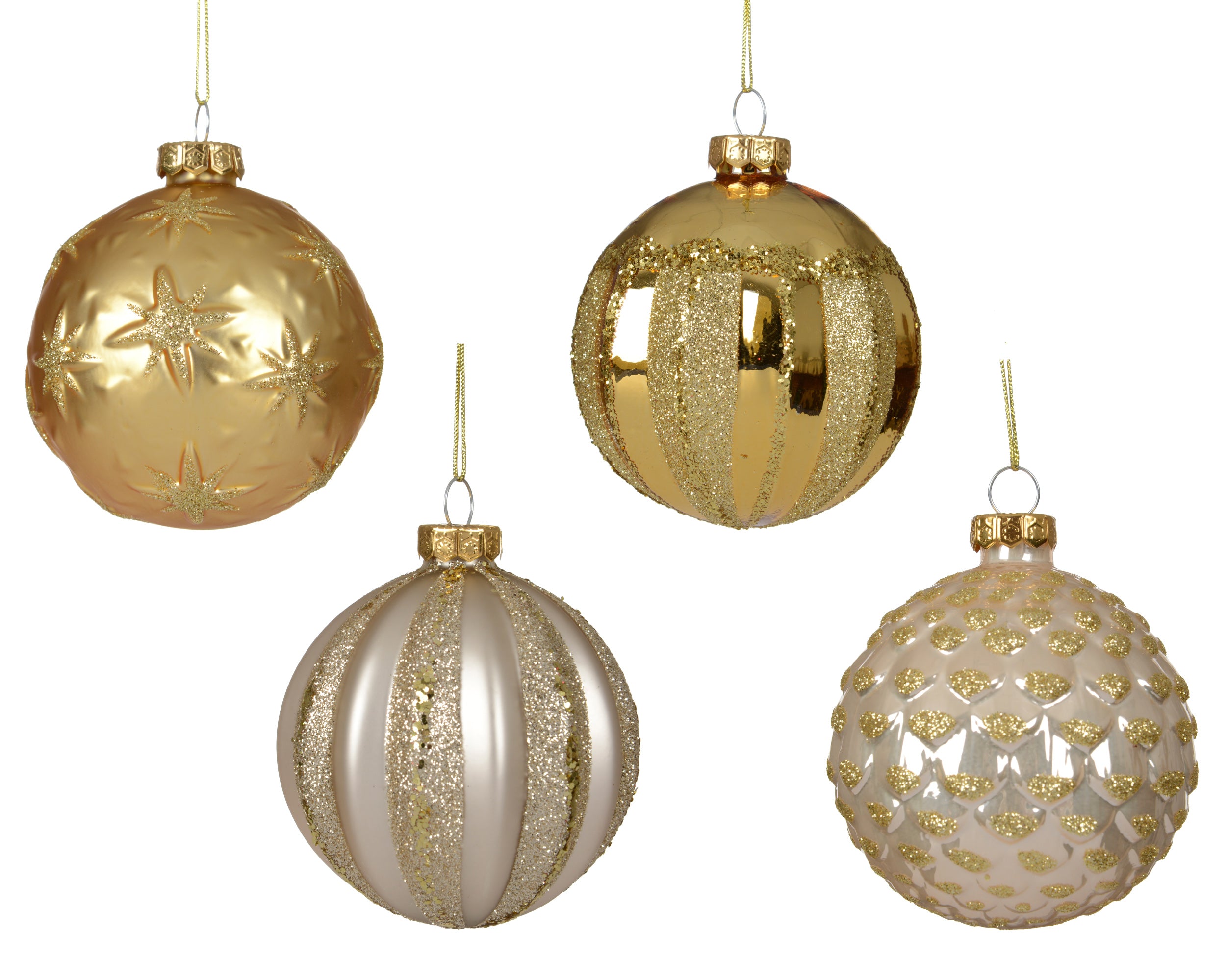 Decoris decorated glass bauble gold round 8 cm