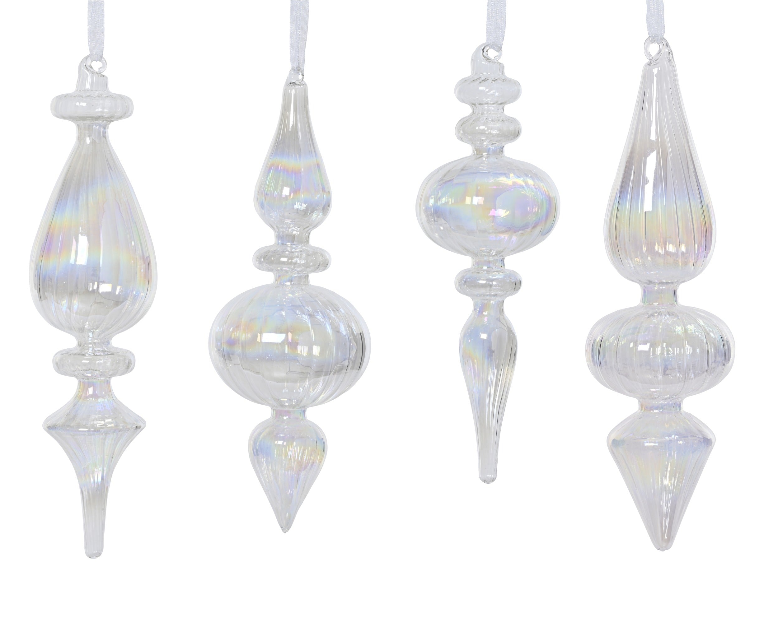 Decoris decorated glass bauble clear finial 5.5 cm