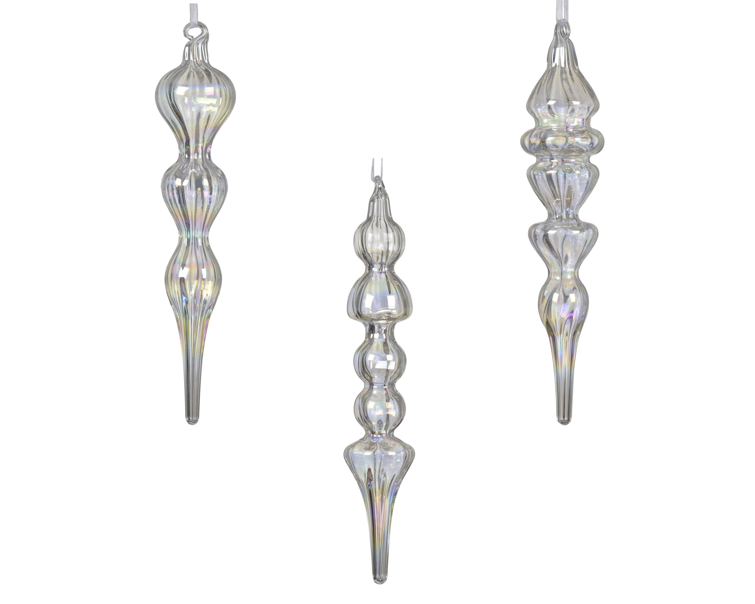 Decoris decorated ornament glass transparent iris icicle 4 cm