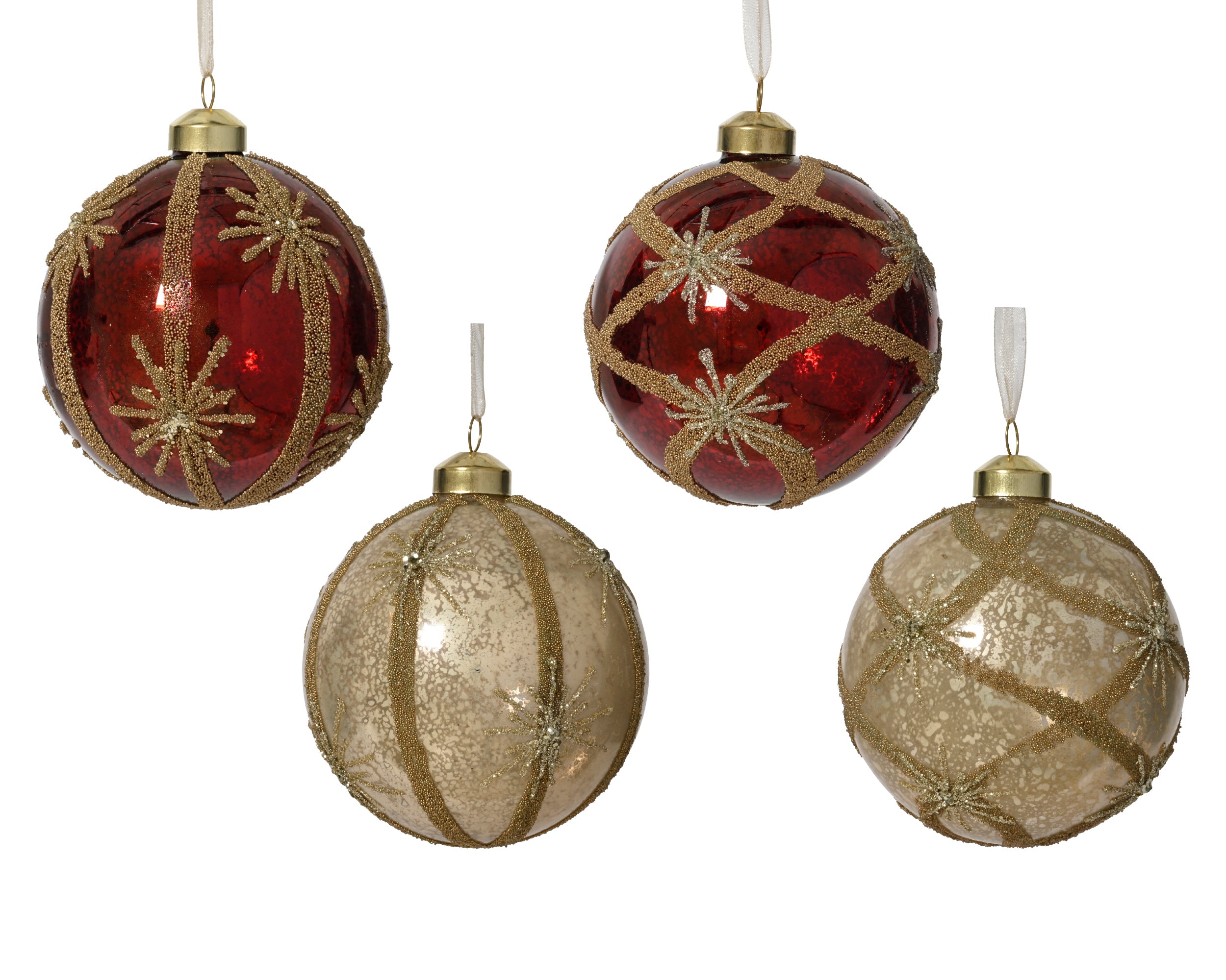 Decoris decorated glass bauble gold sphere 10 cm