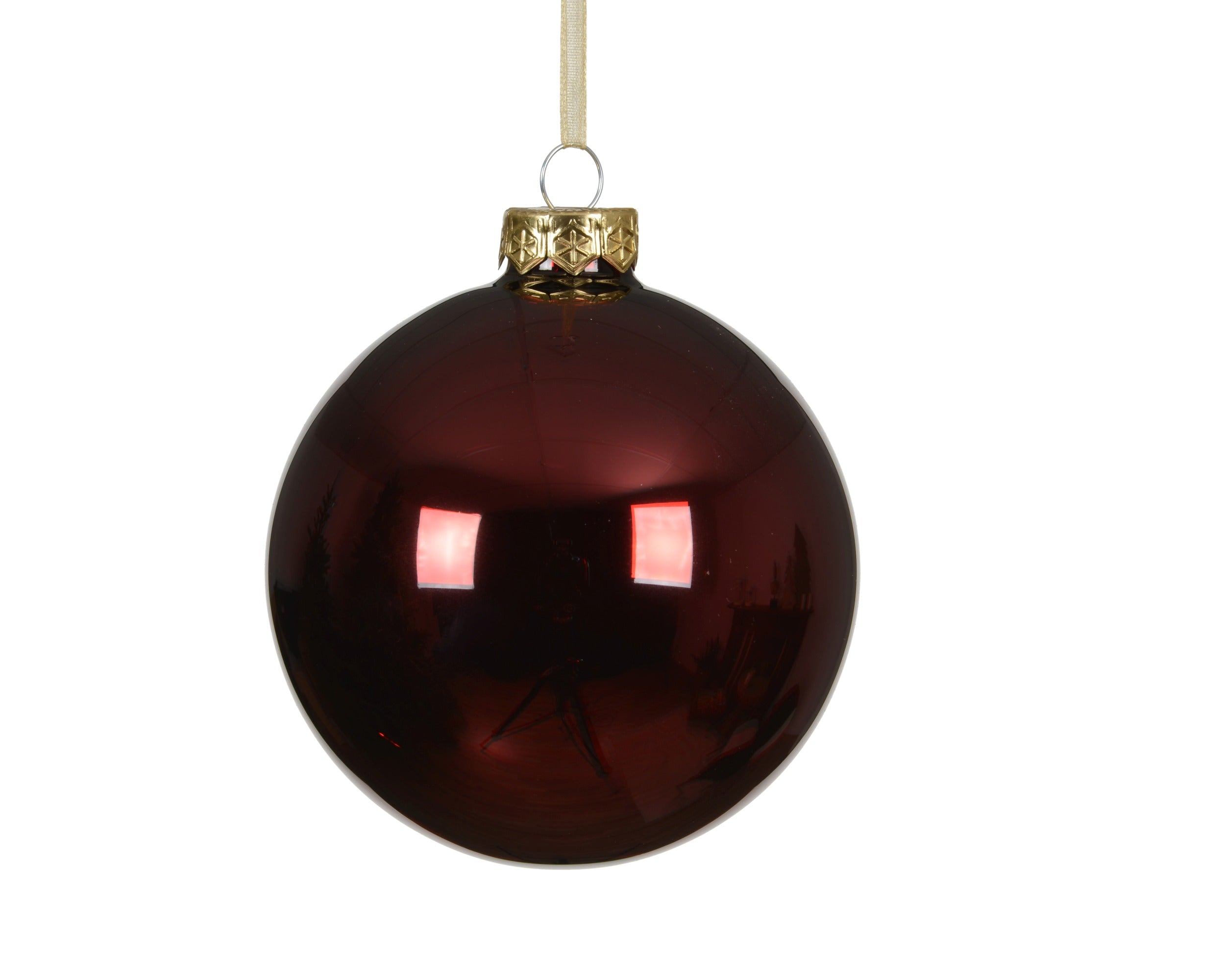 Decoris Christmas bauble glass oxblood 10 cm