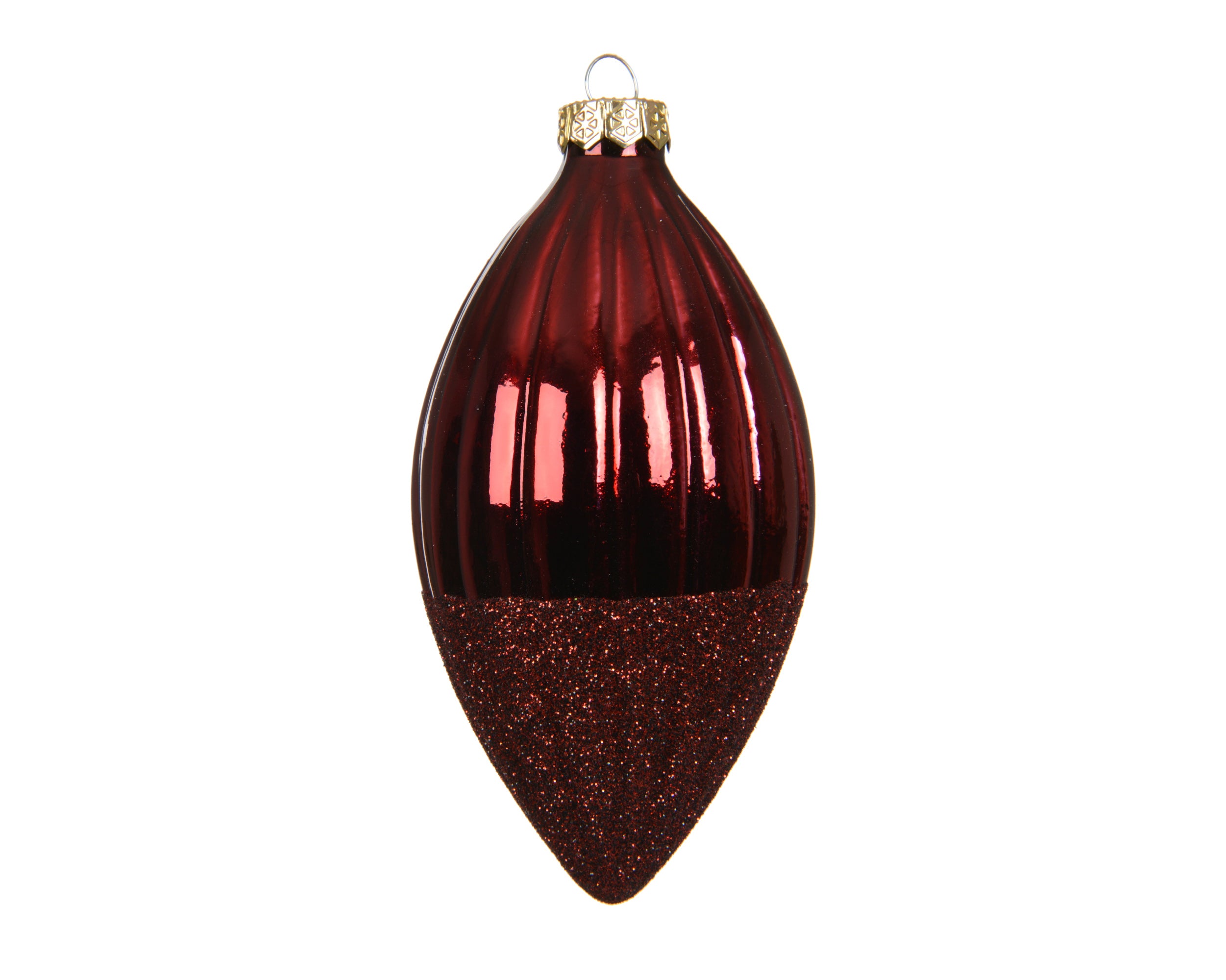 Decoris decorated glass bauble oxblood olive 6 cm