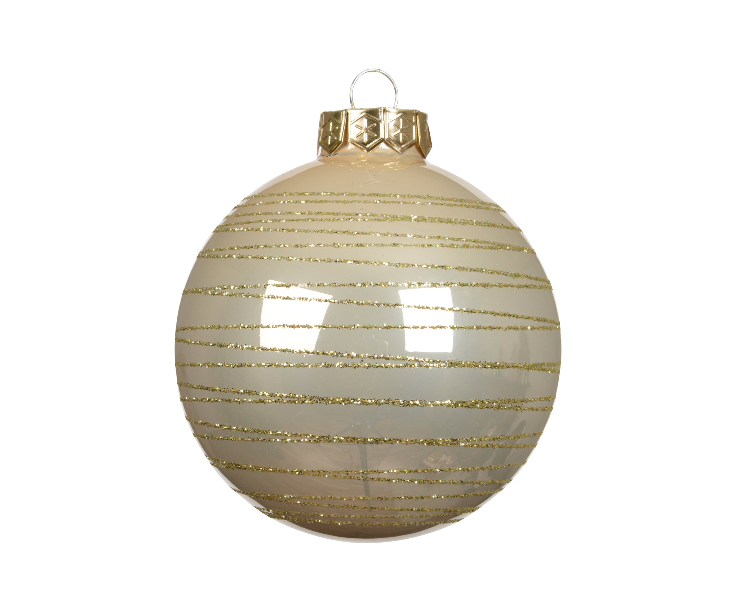 Decoris decorated glass bauble pearl round 8 cm