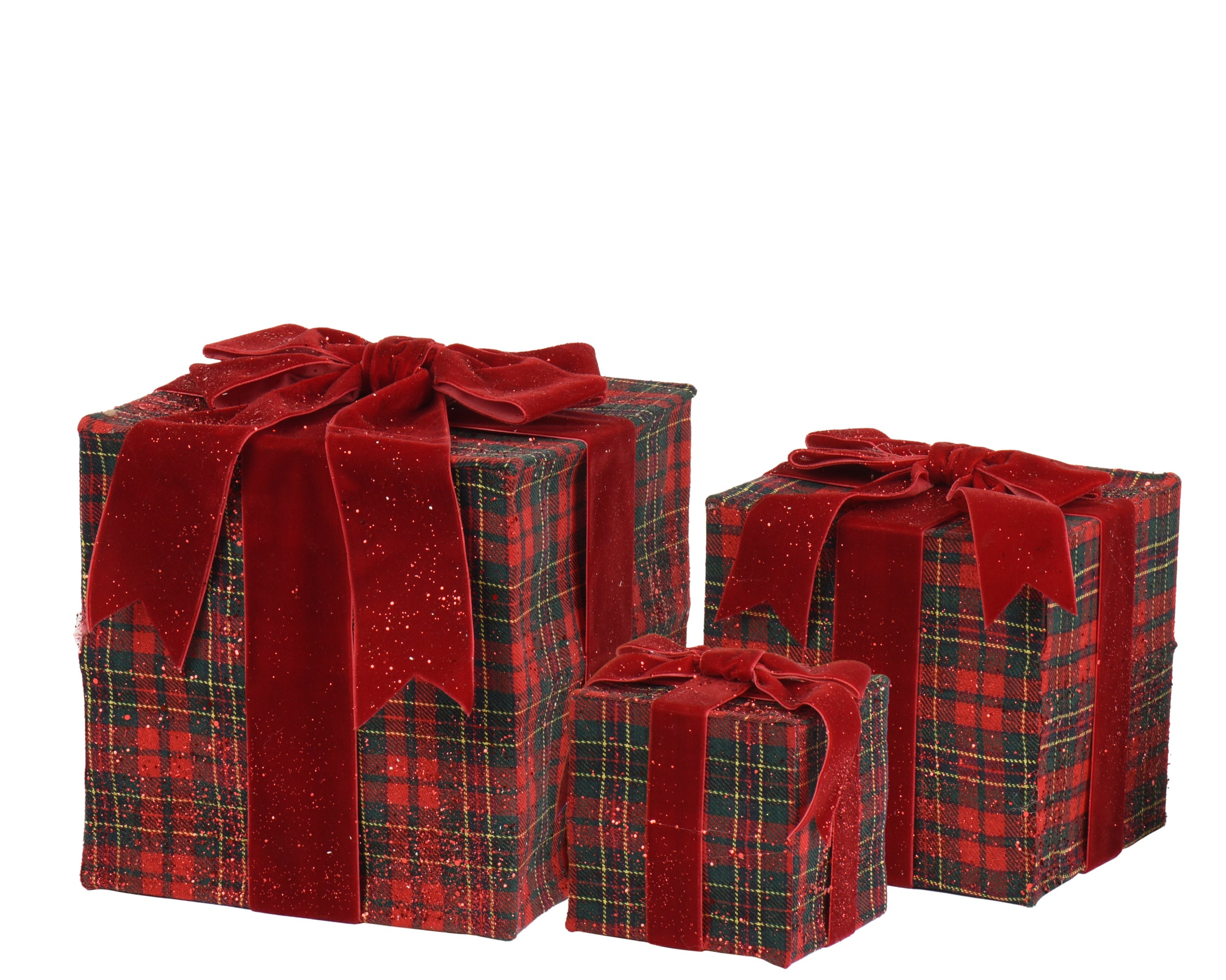 Decoris Christmas Giftbox Figure 20 x 20 x 22 cm Red Polyester Velvet Bow