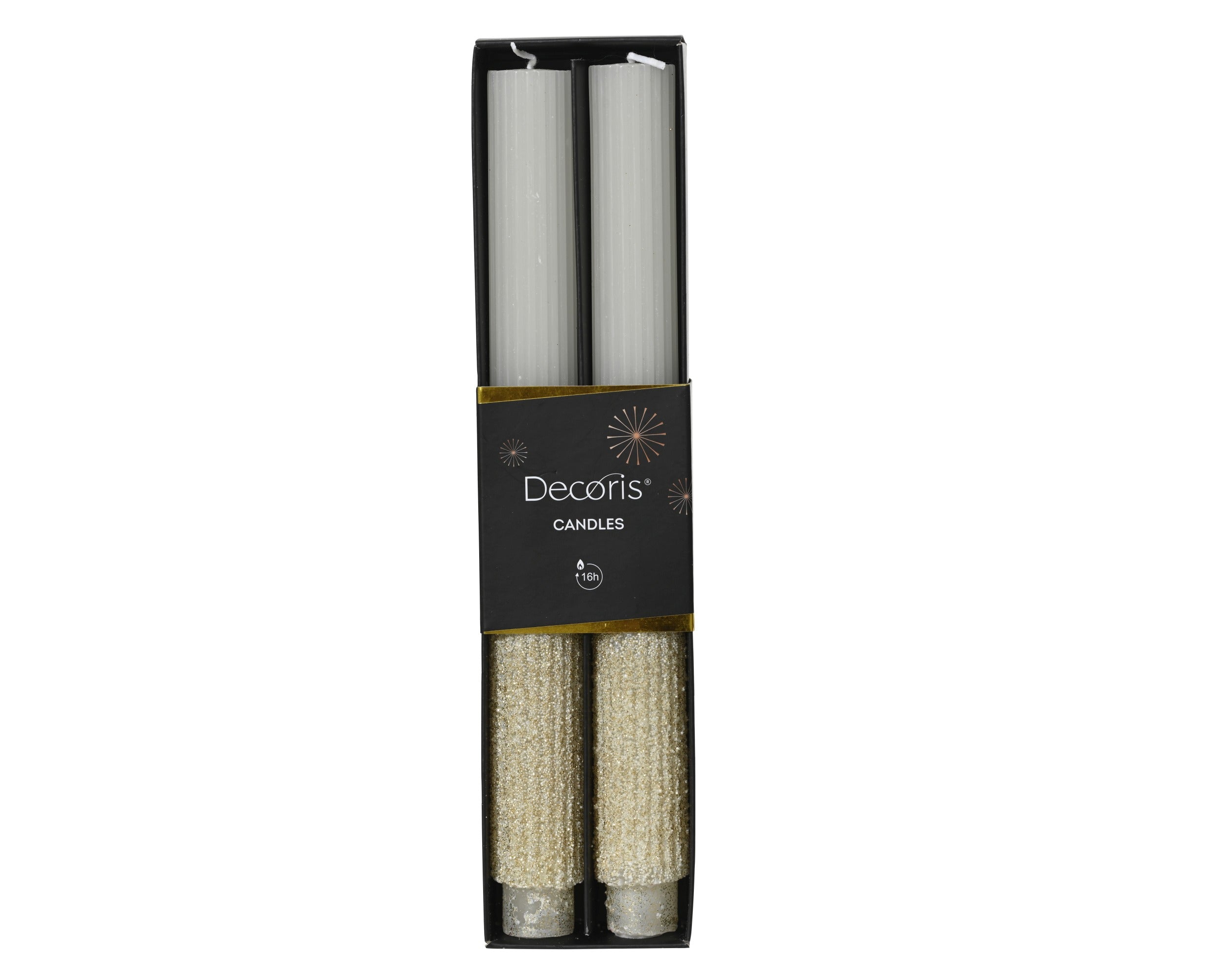 Decoris Dinner Candle 26.5 cm Paraffin with Glitter Finish