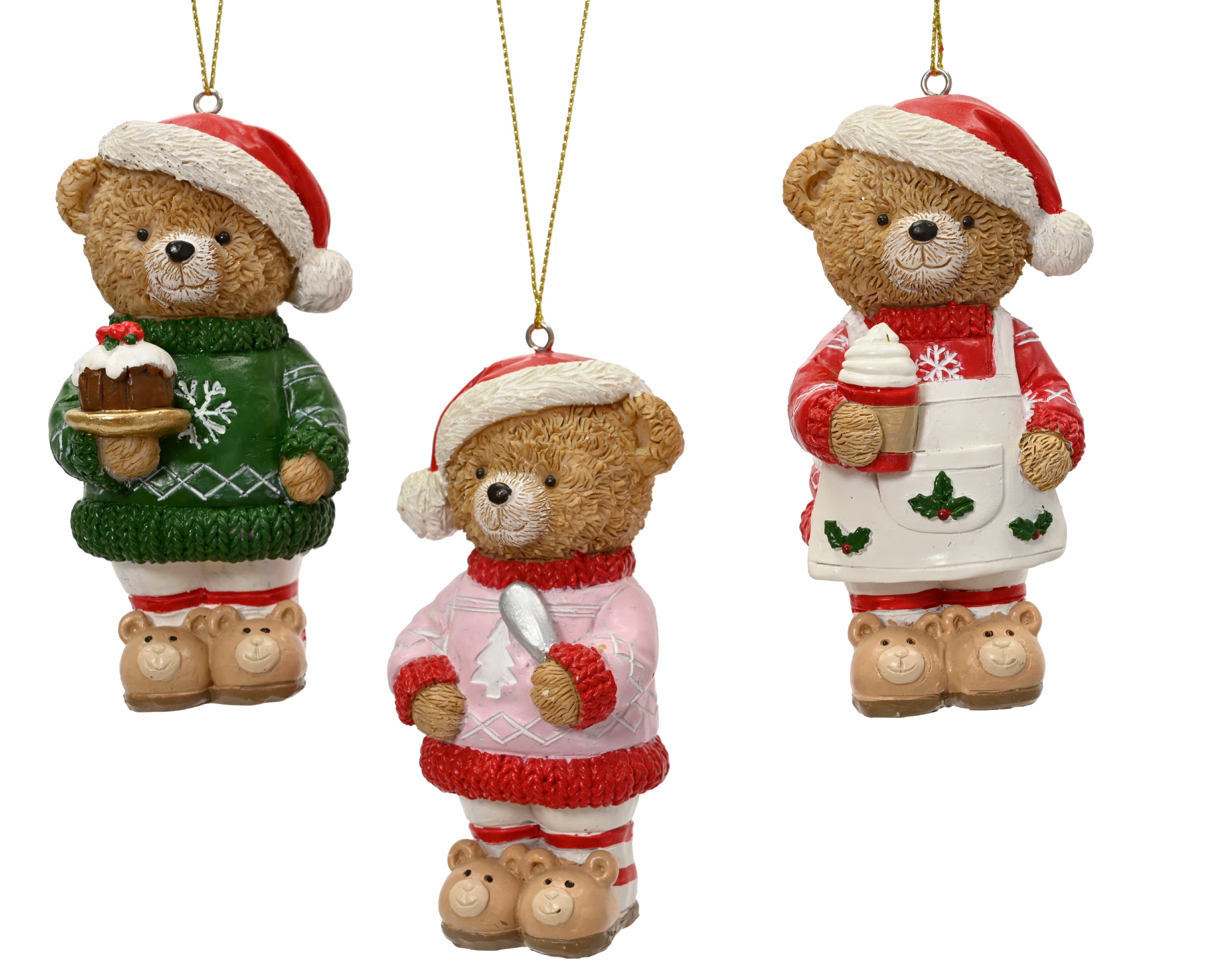Decoris hanging ornament polyresin standing bear 10.5 cm