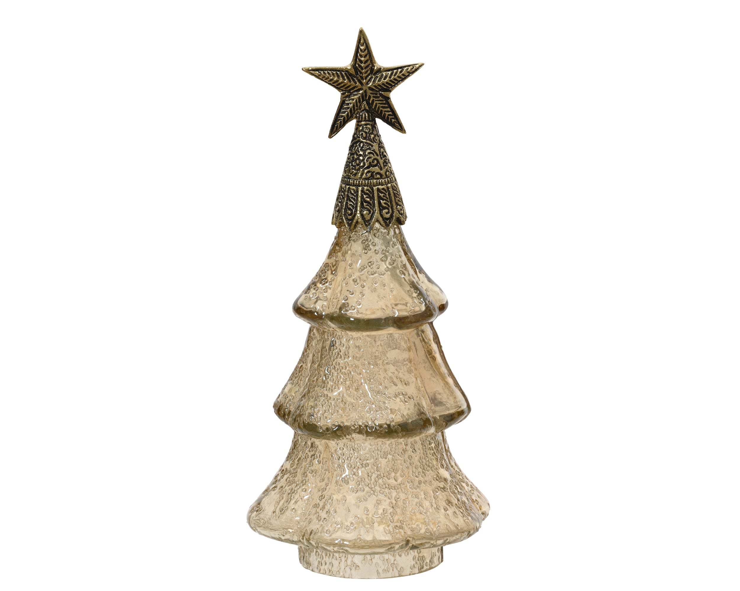 Decoris Glass Tree Pearl 30 cm with Gold Aluminium Star