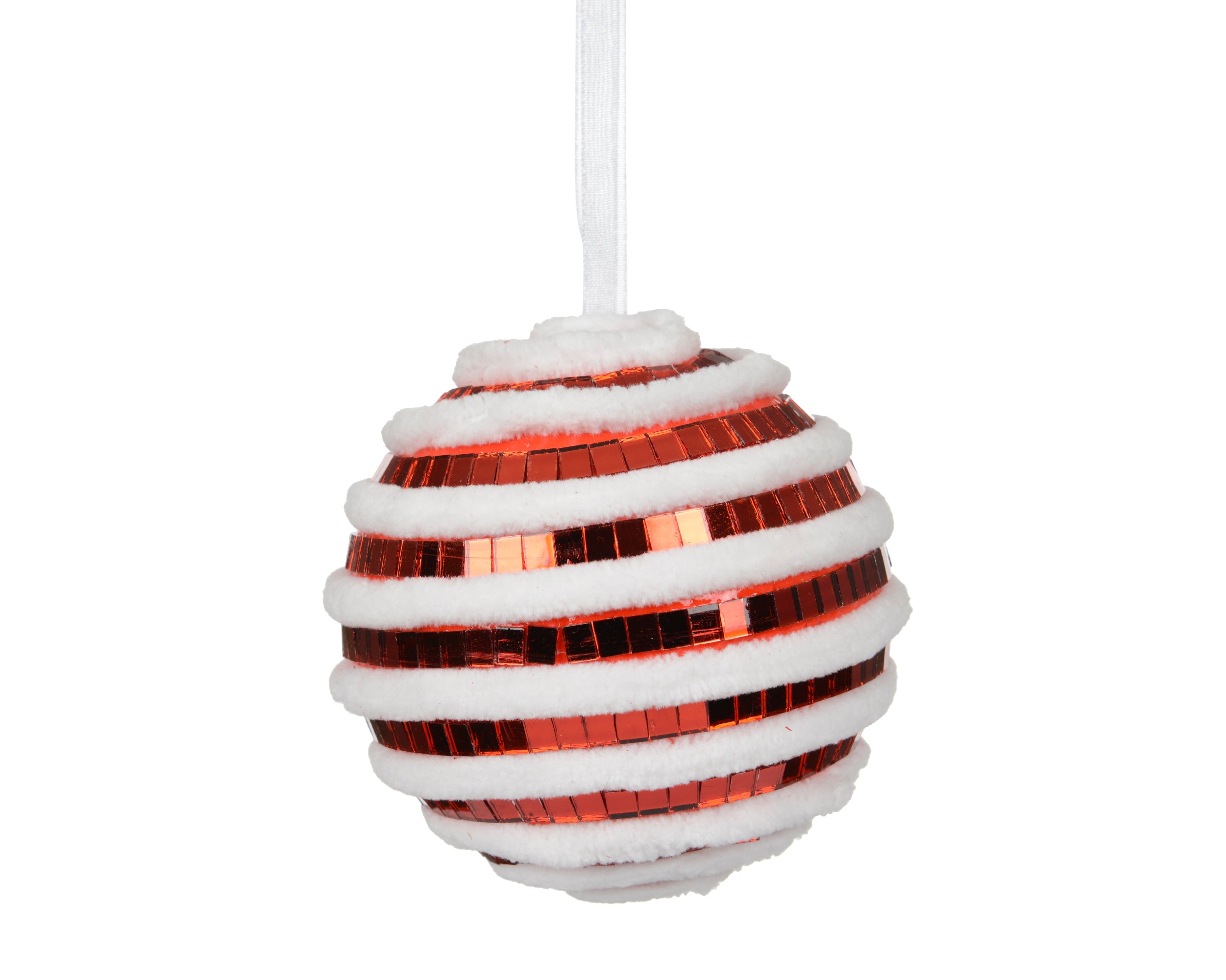 Decoris bauble foam red white round 10 cm