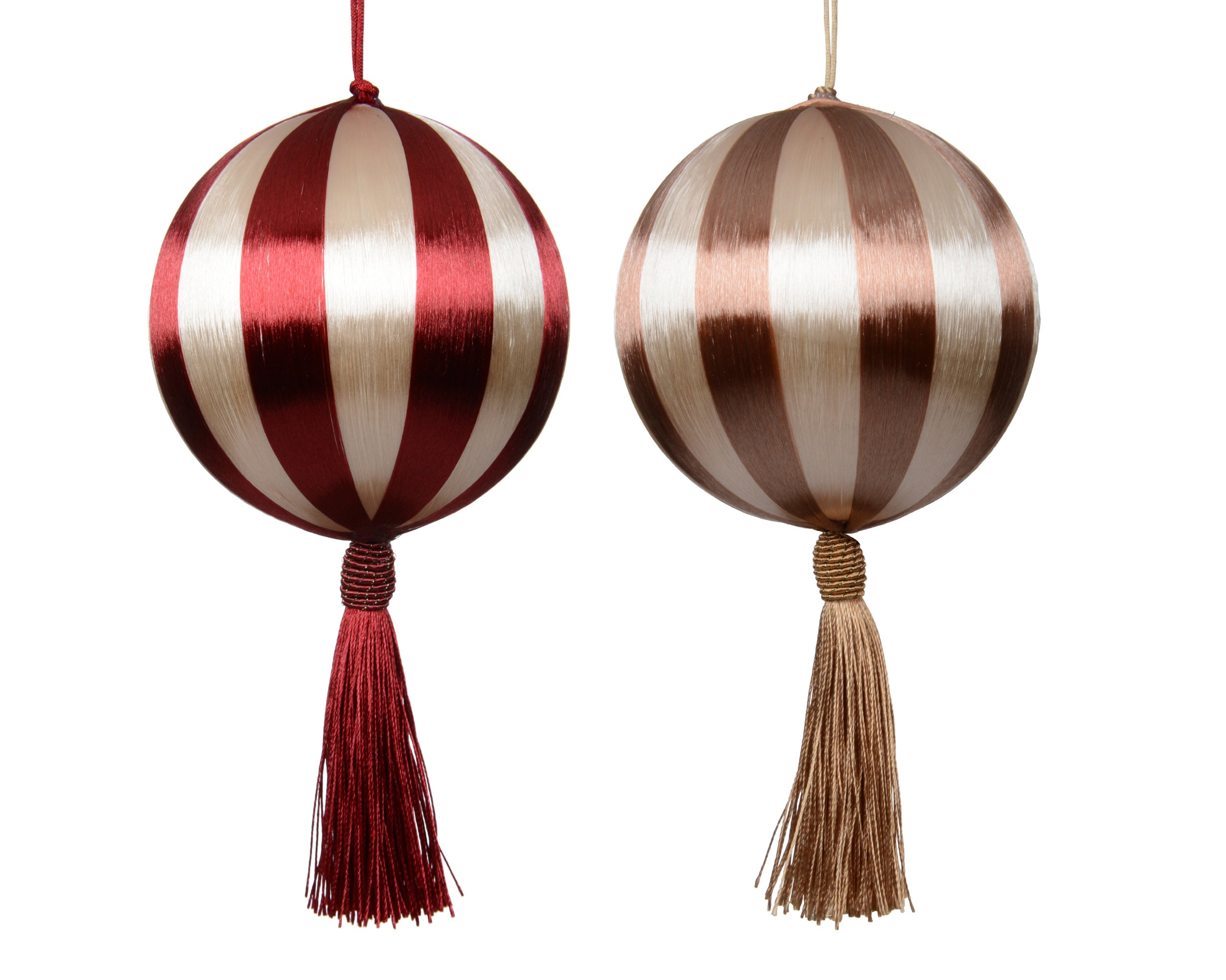 Decoris ornament foam red striped sphere 10 cm