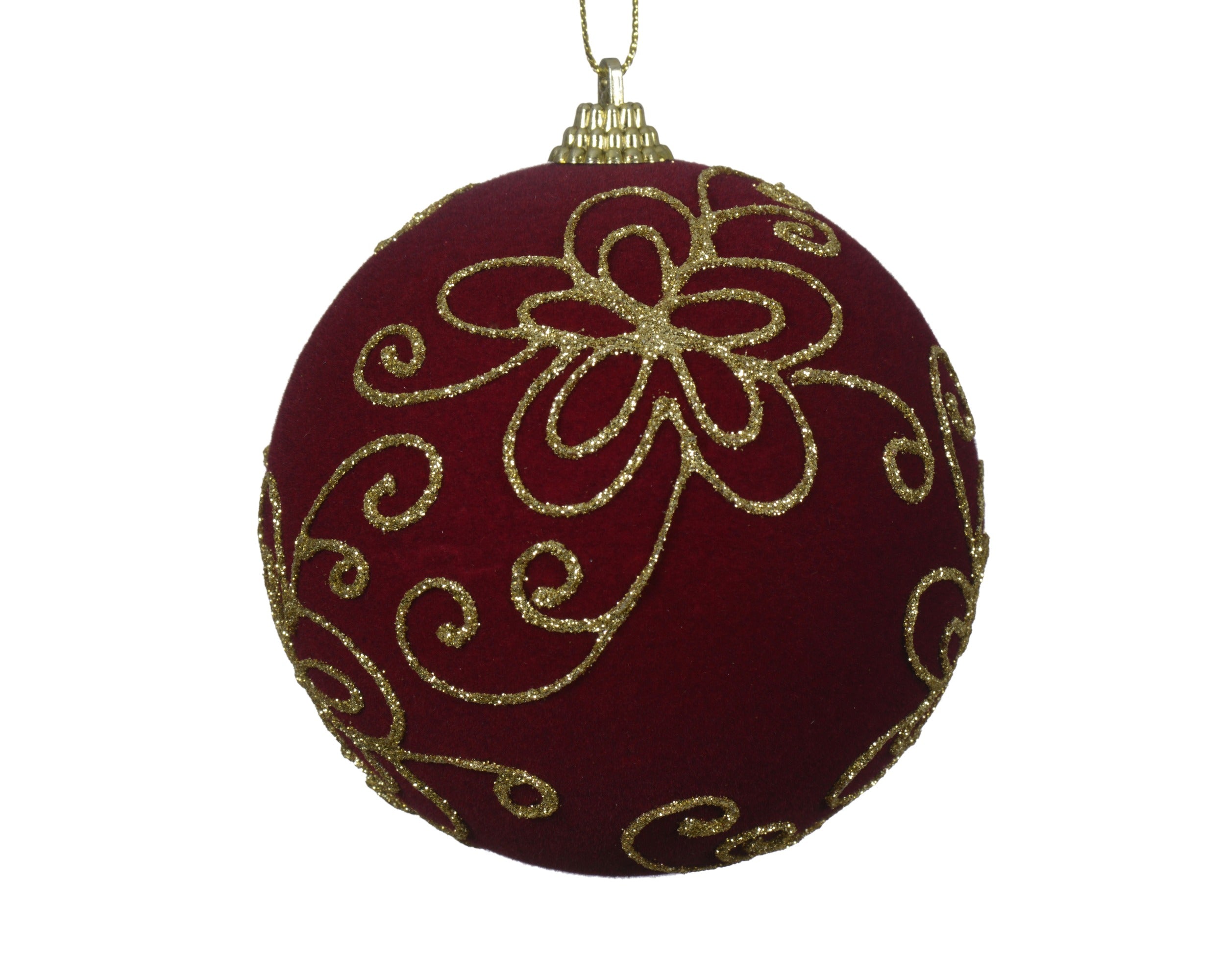 Decoris foam bauble oxblood and gold round 10 cm
