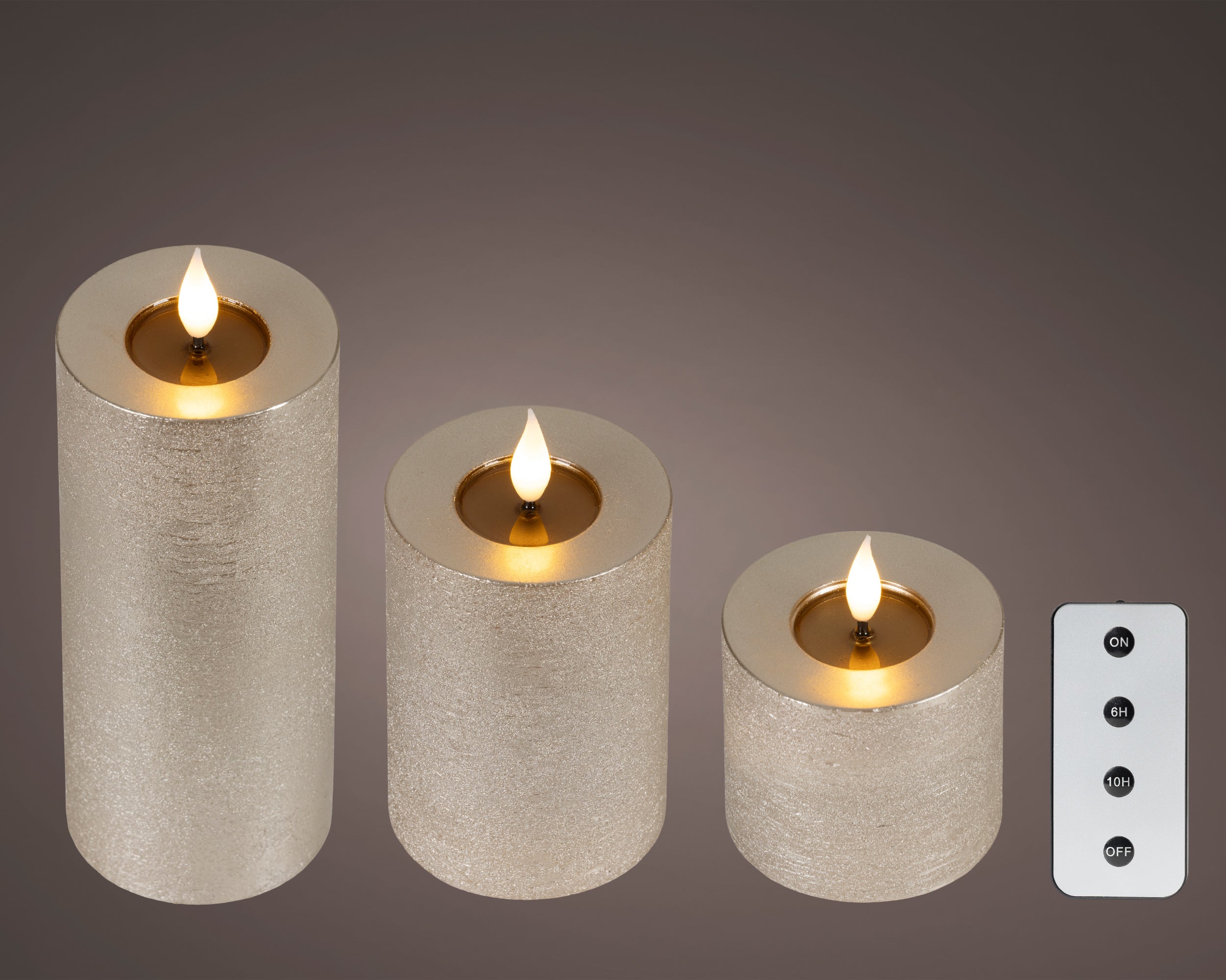 Lumineo LED realistic wick candle grey 20 cm