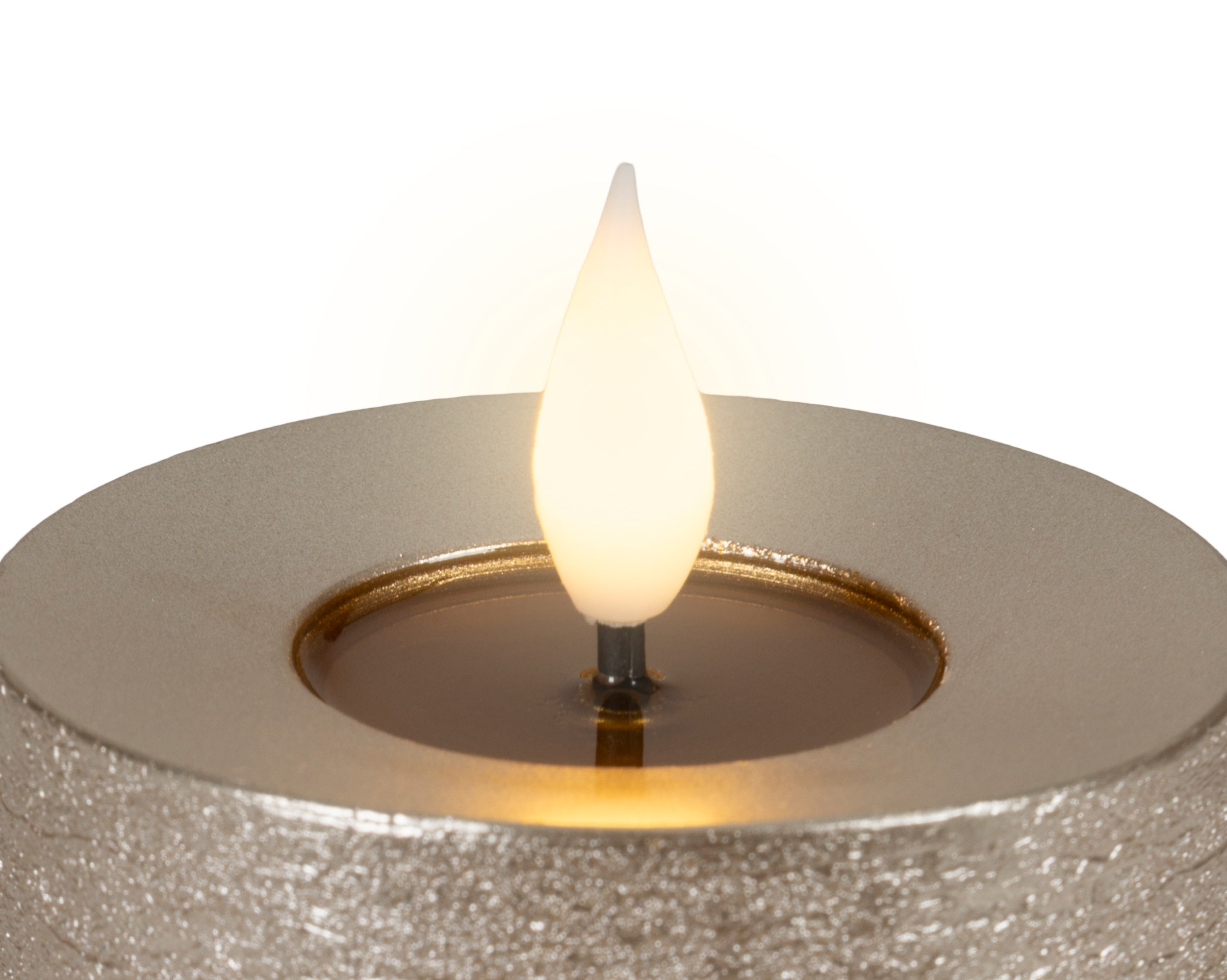 Lumineo LED realistic wick candle grey 20 cm