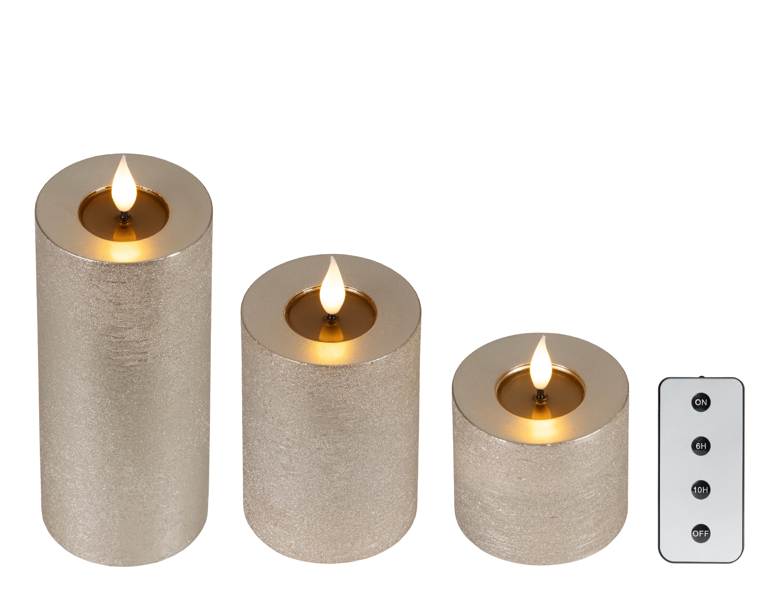 Lumineo LED realistic wick candle grey 20 cm