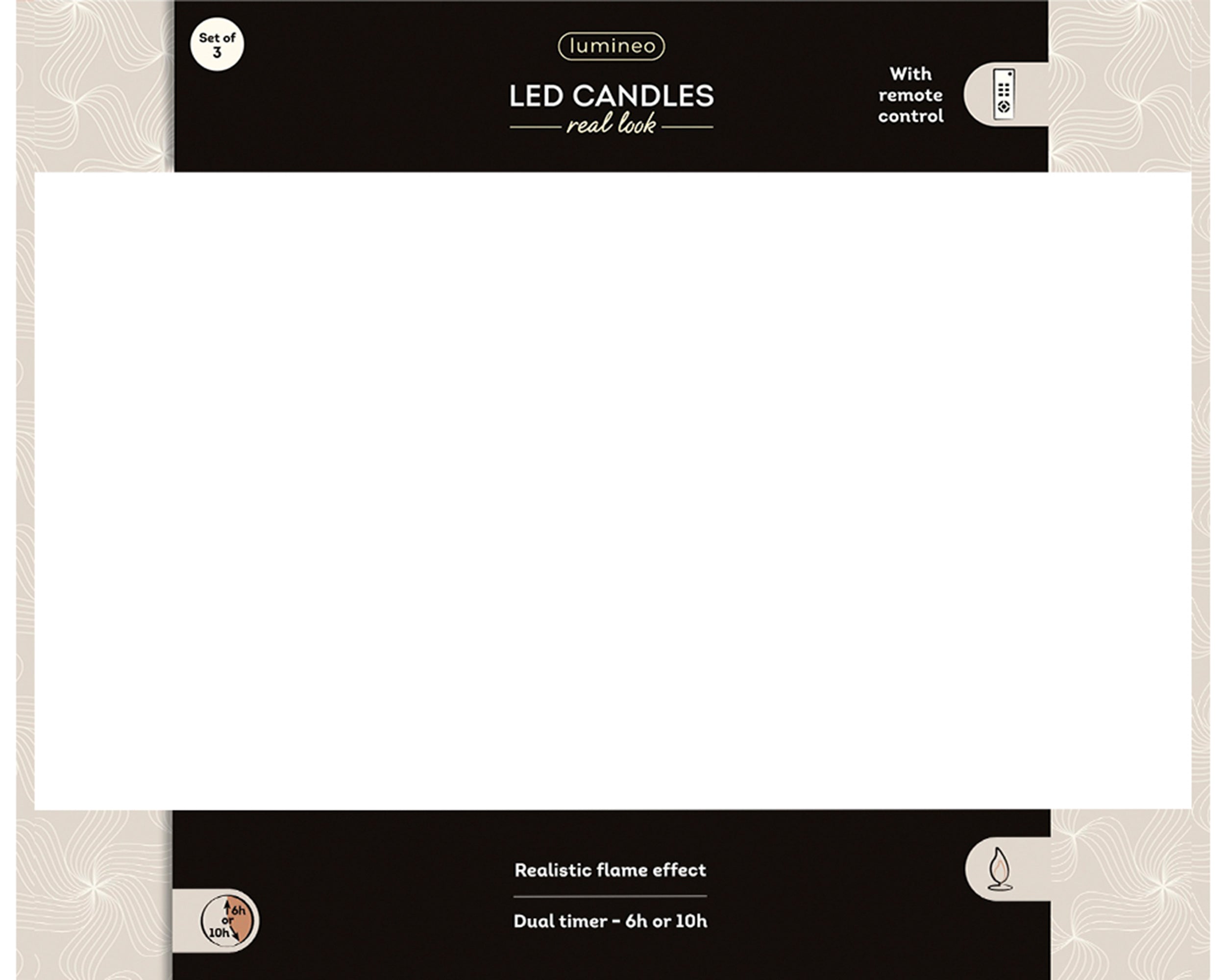 Lumineo LED realistic wick candle grey 20 cm