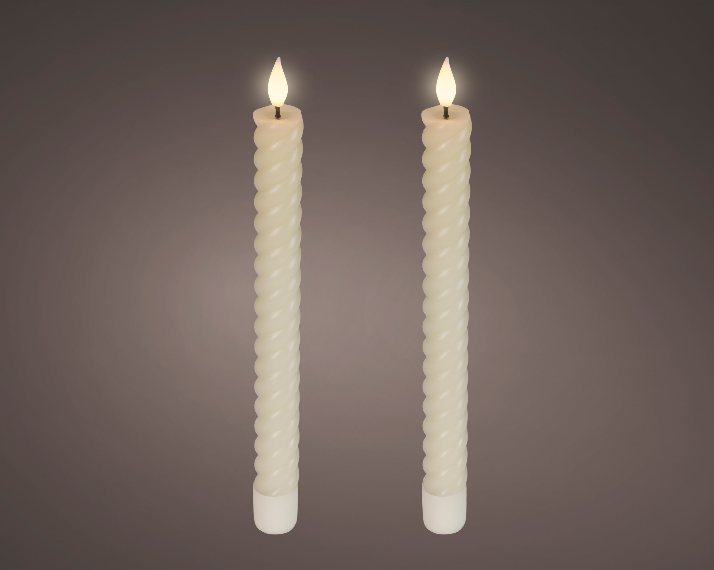 Lumineo LED dinner candle with wick beige 24.5 cm