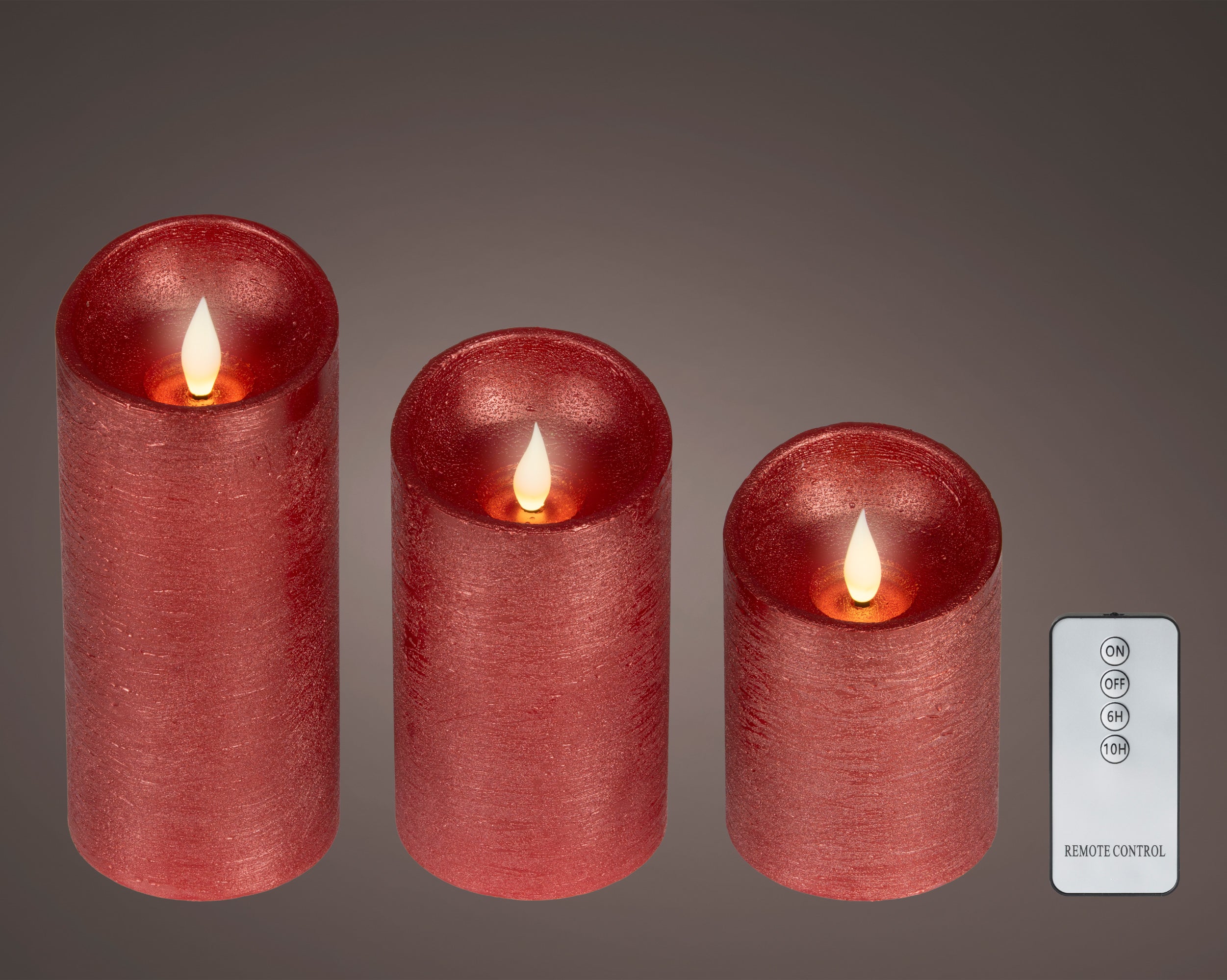 Lumineo LED realistic waving candle red 17 cm