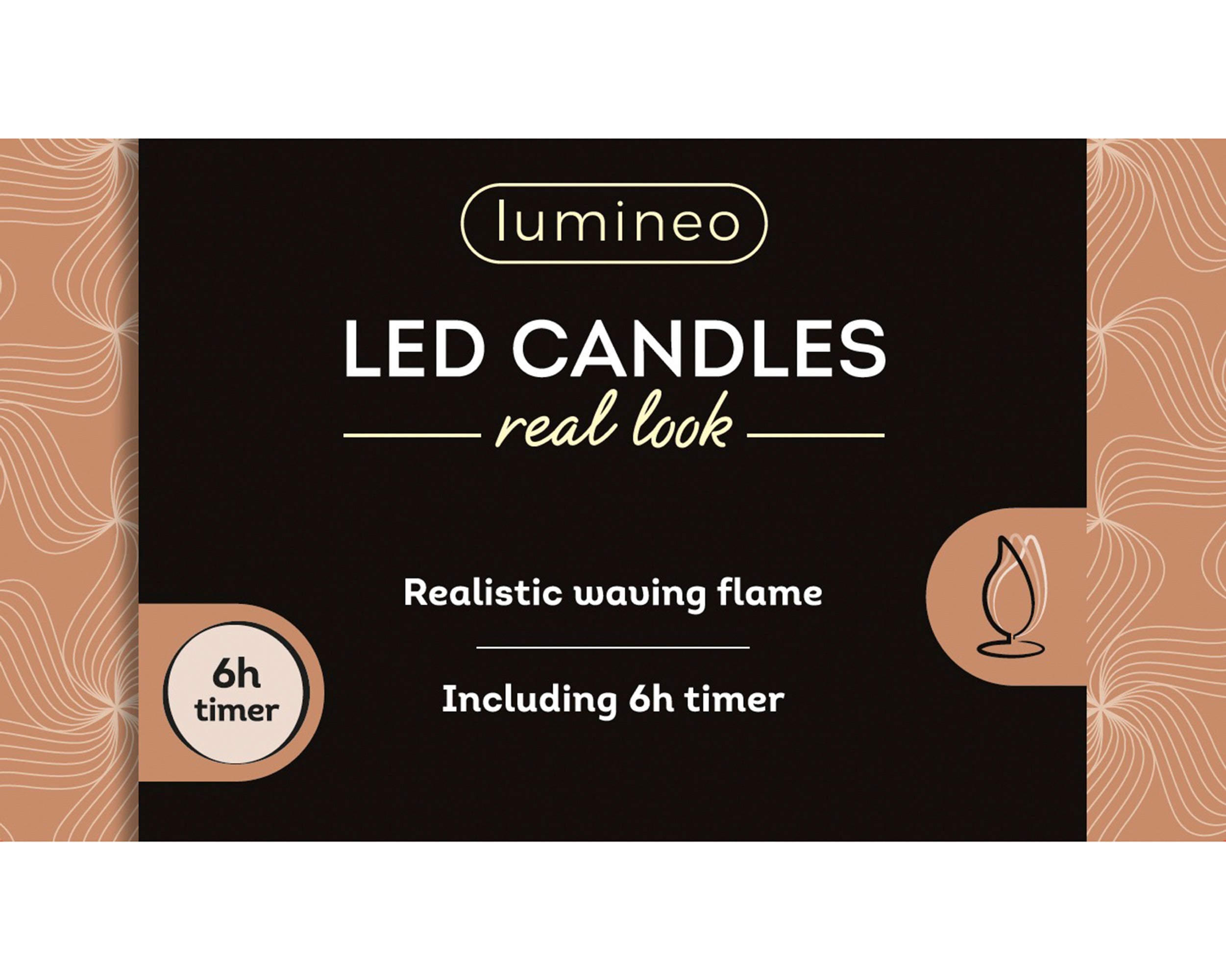 Lumineo LED realistic waving dinner candle red 24 cm