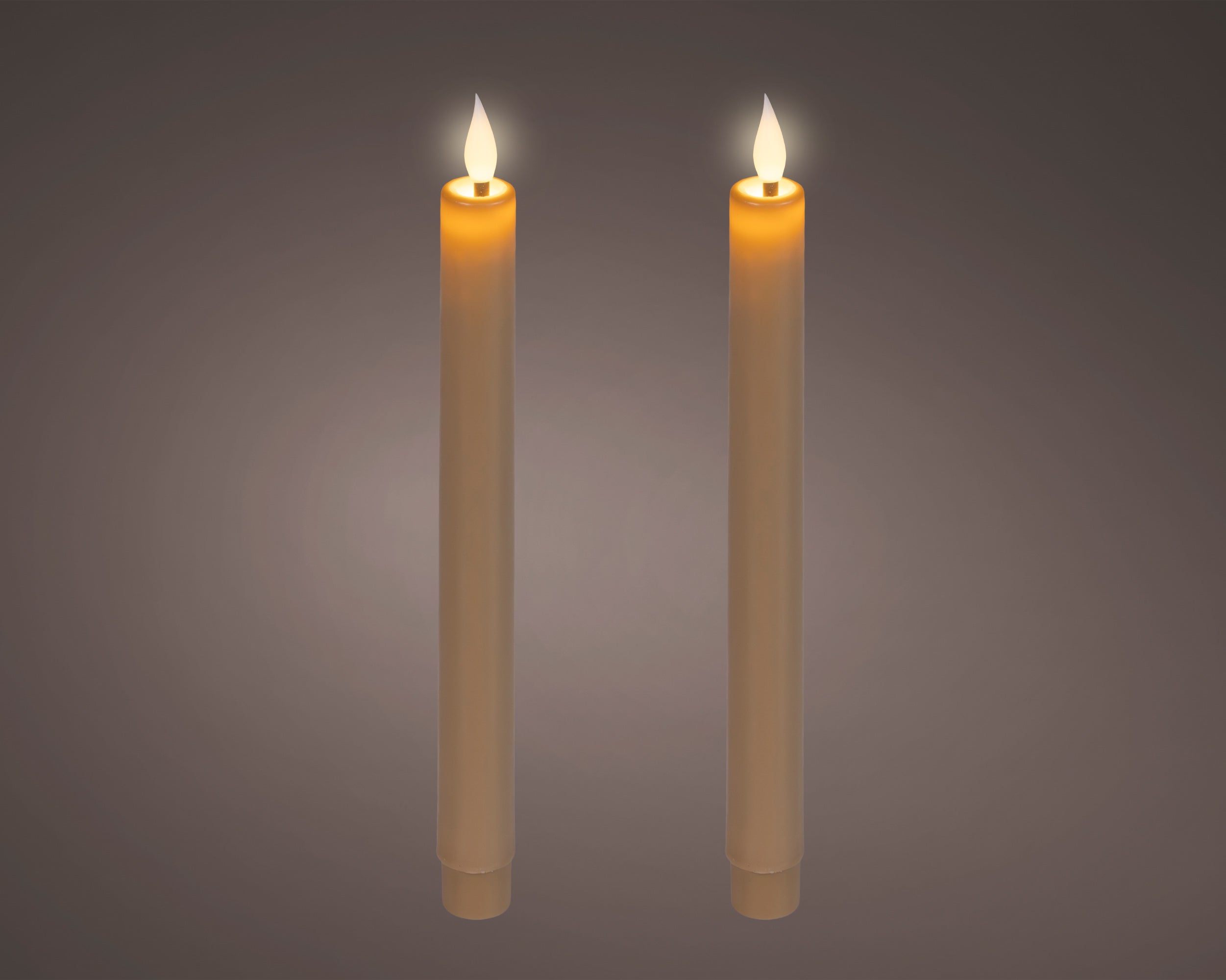 Lumineo LED realistic waving dinner candle brown 24 cm