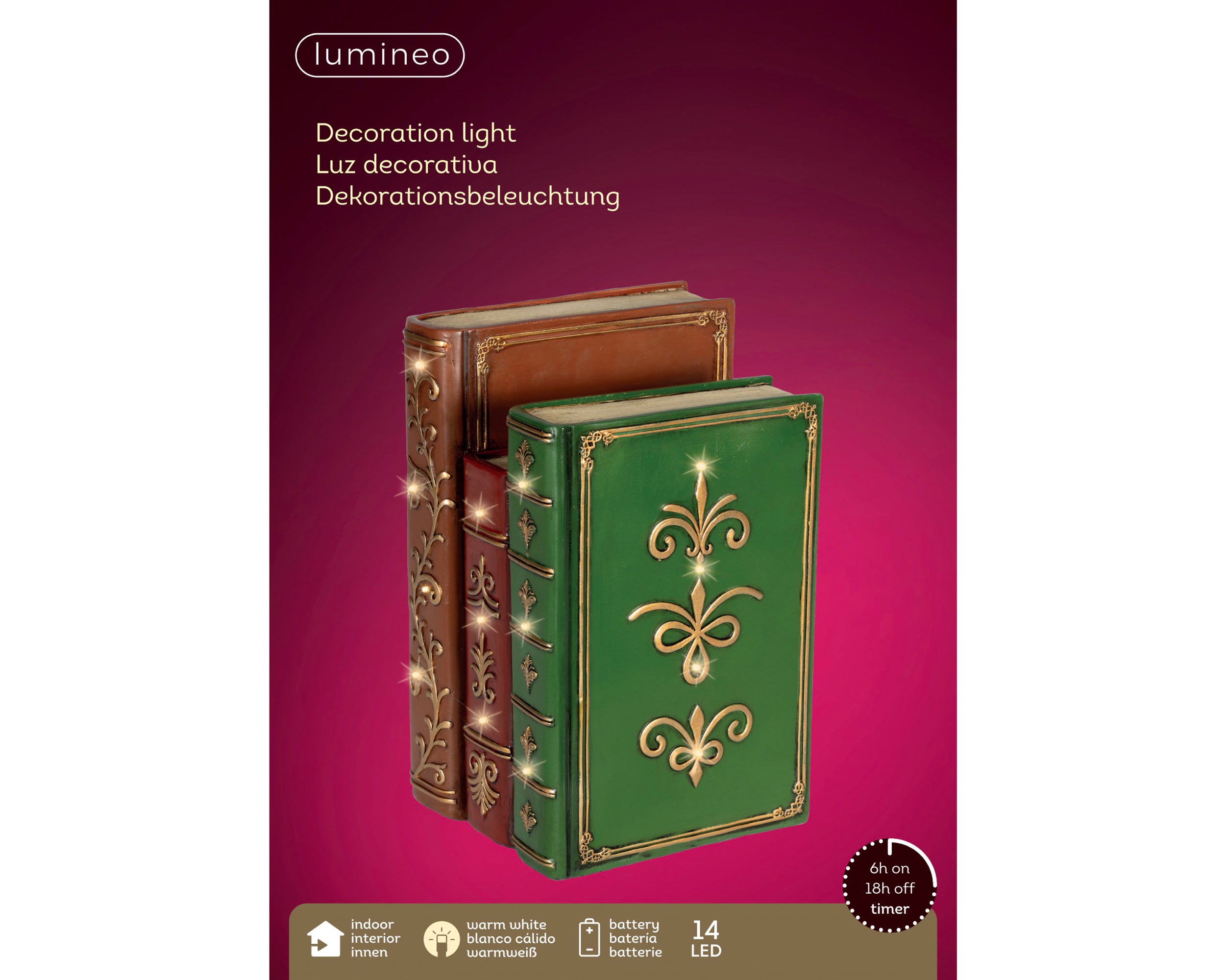 Lumineo LED book multi 15.5 cm