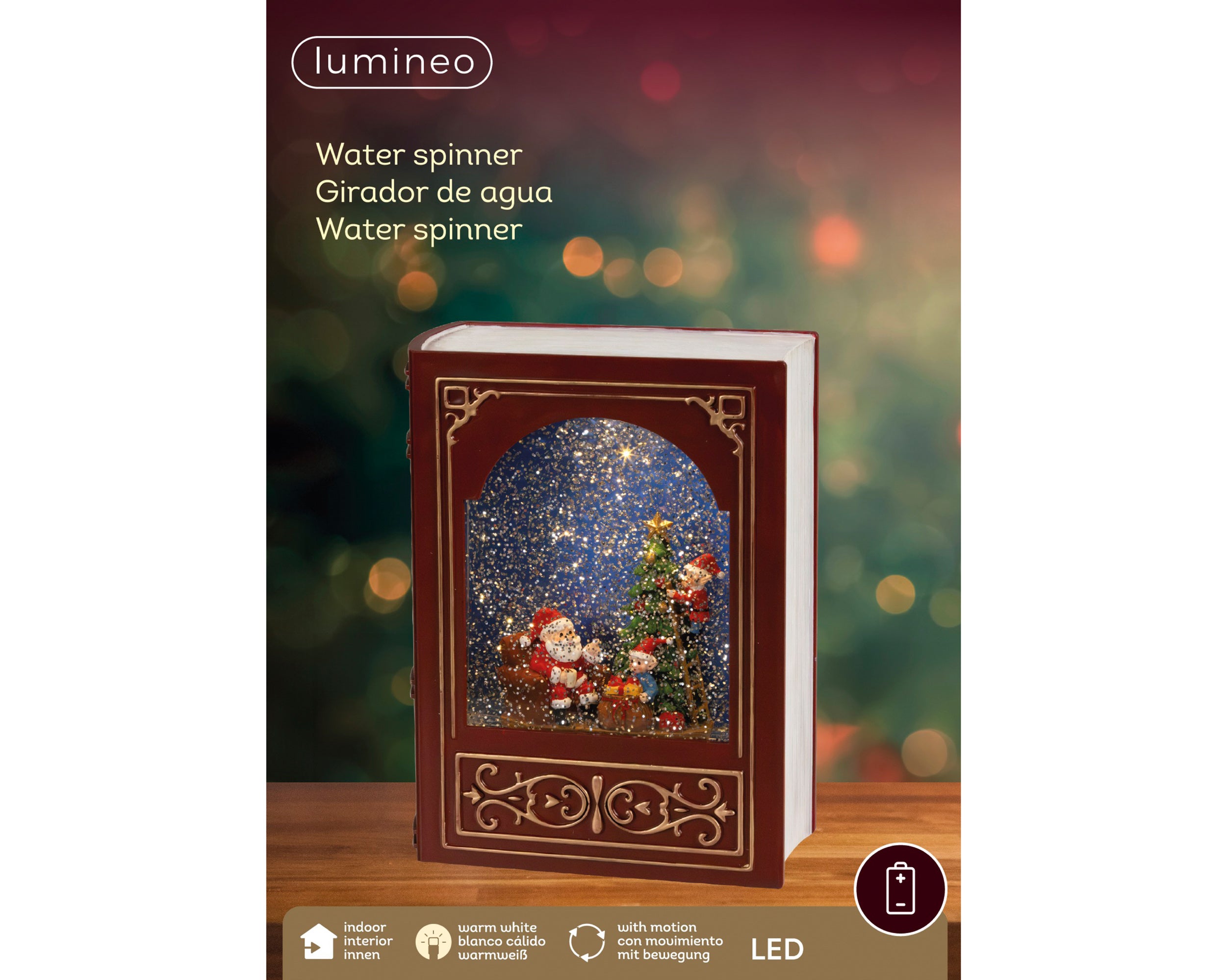 Lumineo illuminated water spinner book warm white