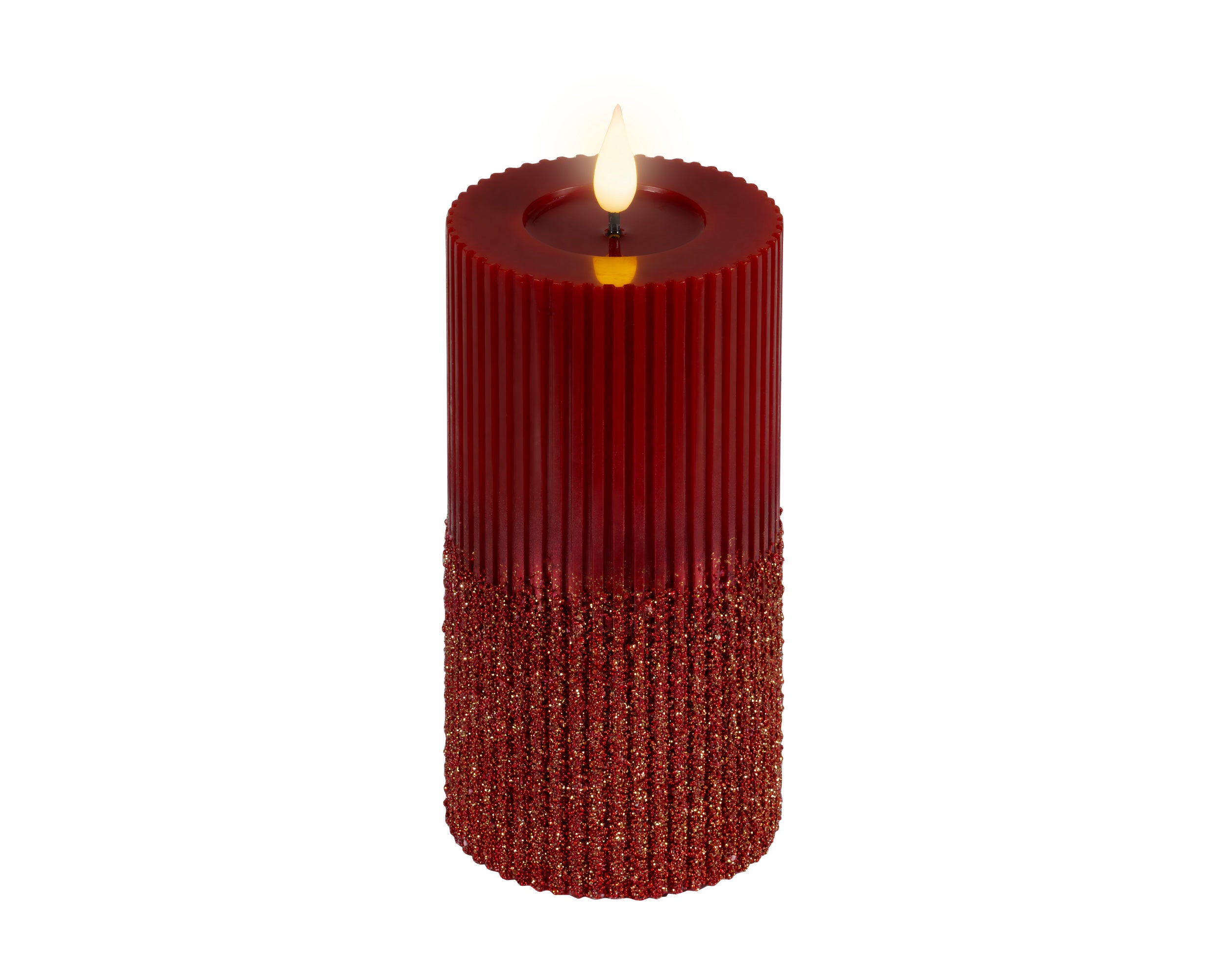 Lumineo LED wick candle red 18 cm
