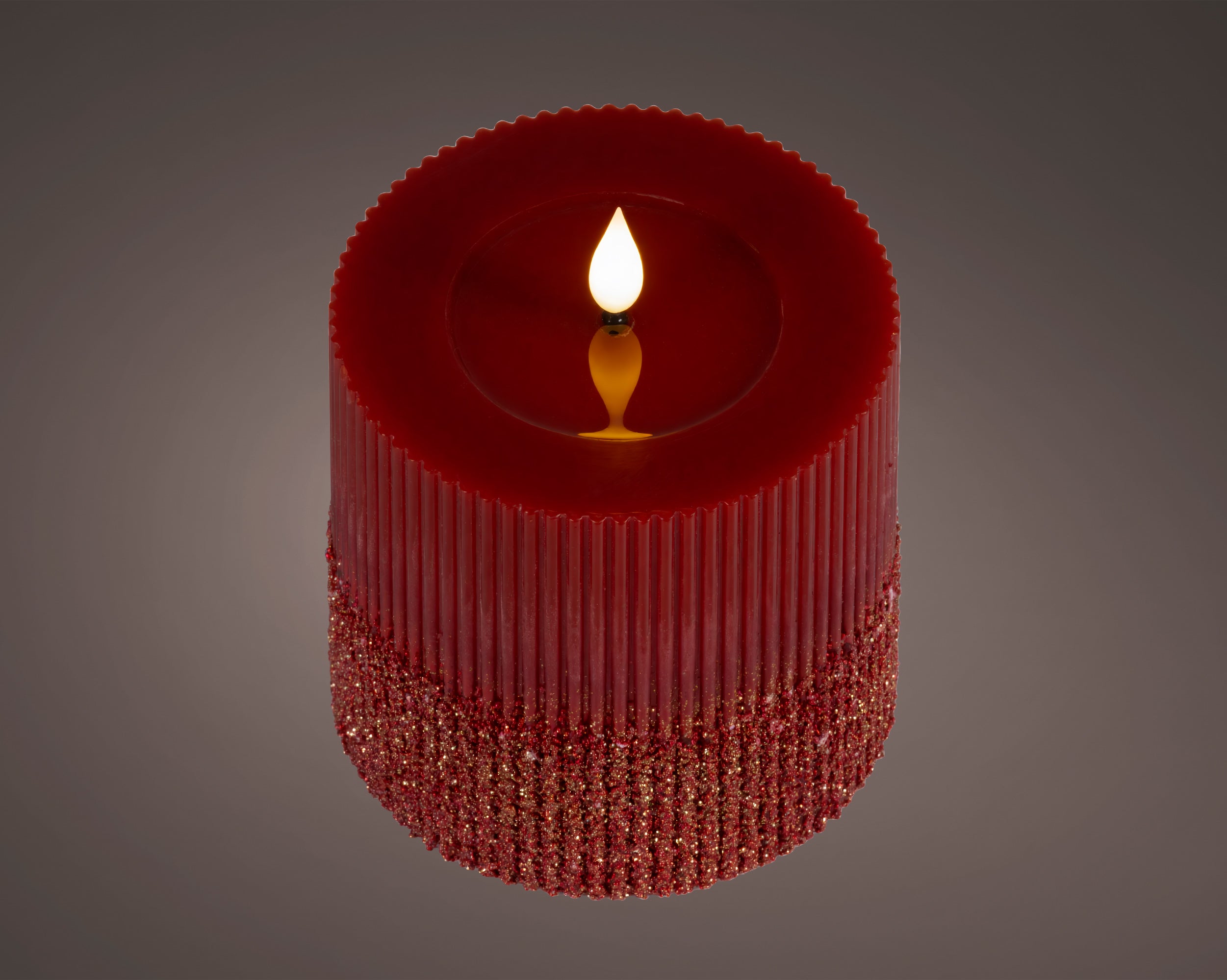 Lumineo LED wick candle red 13 cm