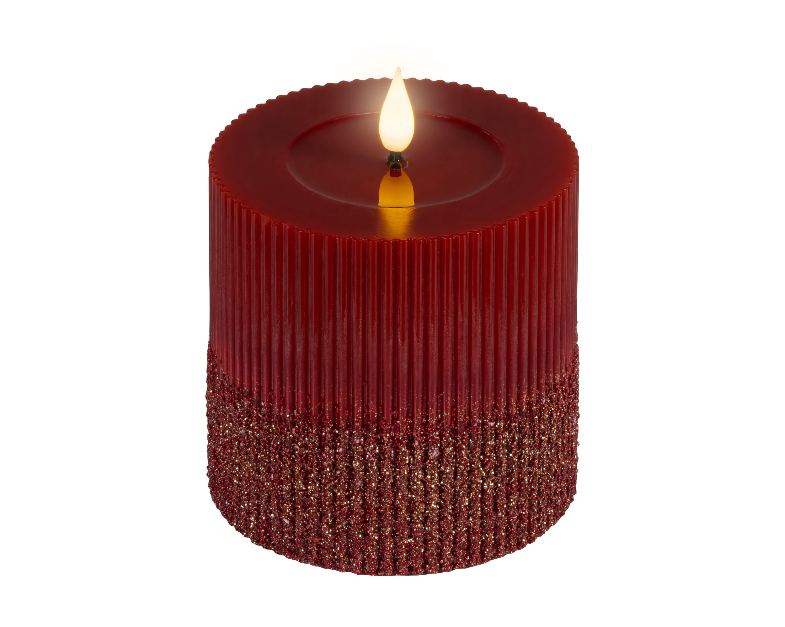 Lumineo LED wick candle red 13 cm