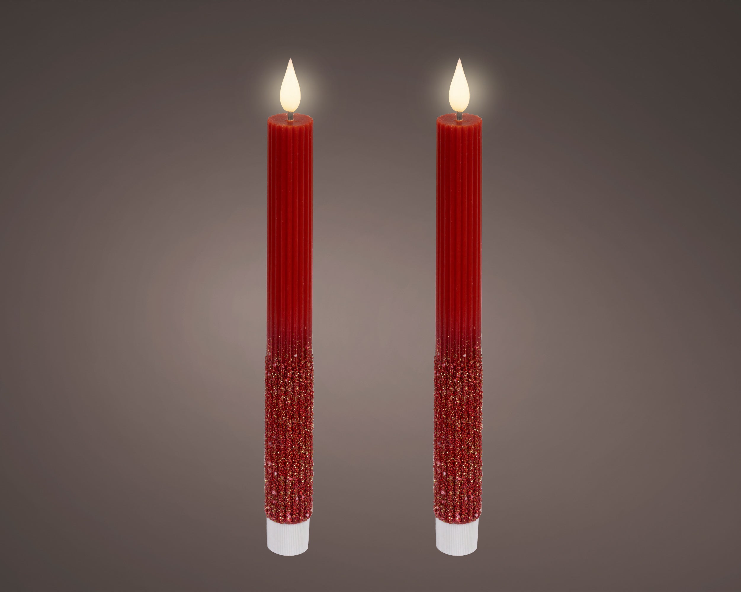 Lumineo LED wick dinner candle red 24.5 cm