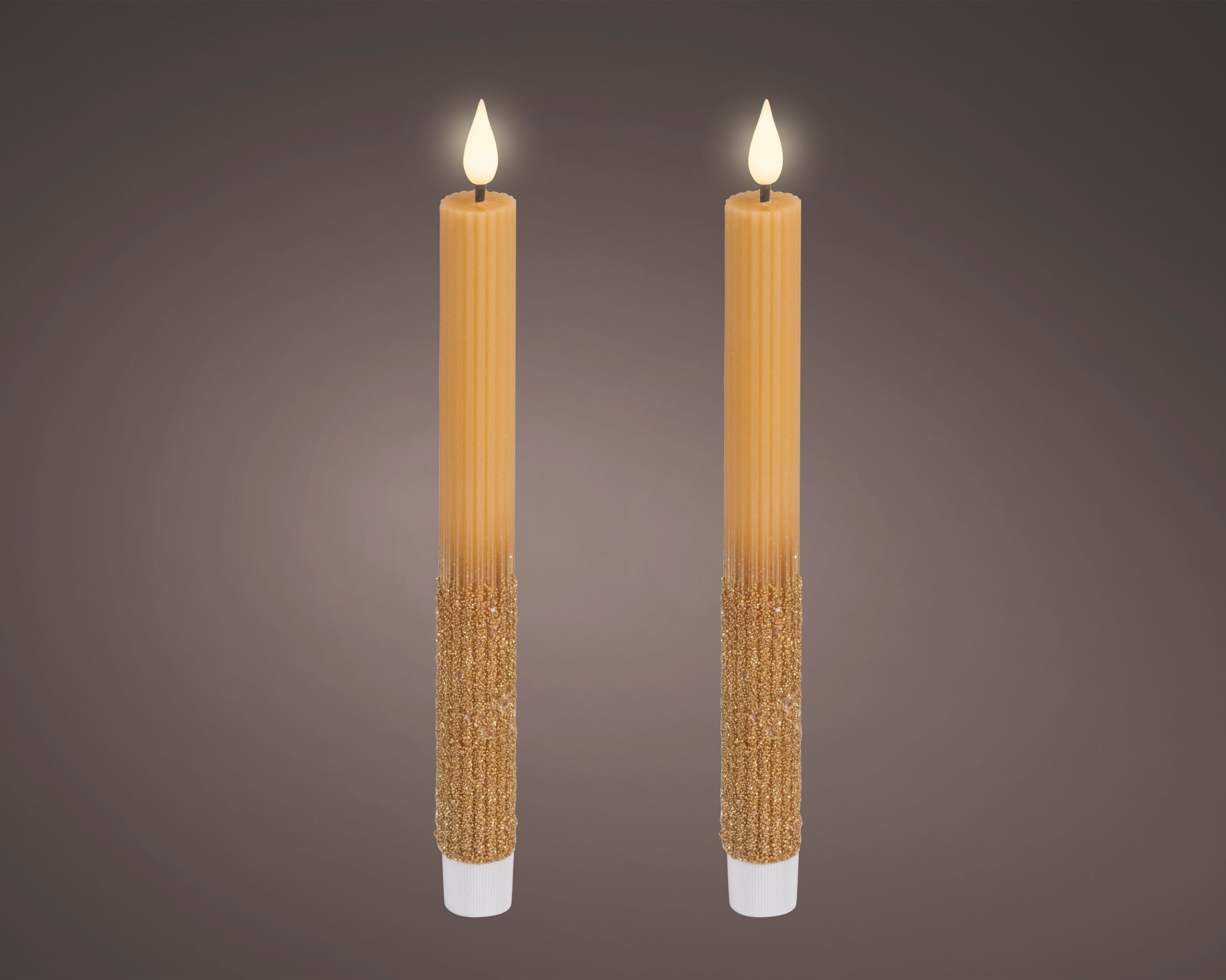 Lumineo LED wick dinner candle brown 24.5 cm