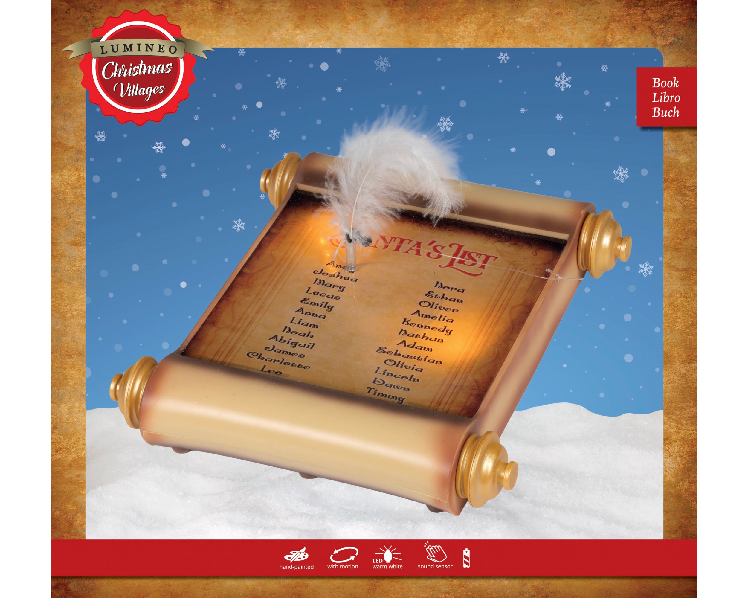 Lumineo LED book rectangular brown 26 cm