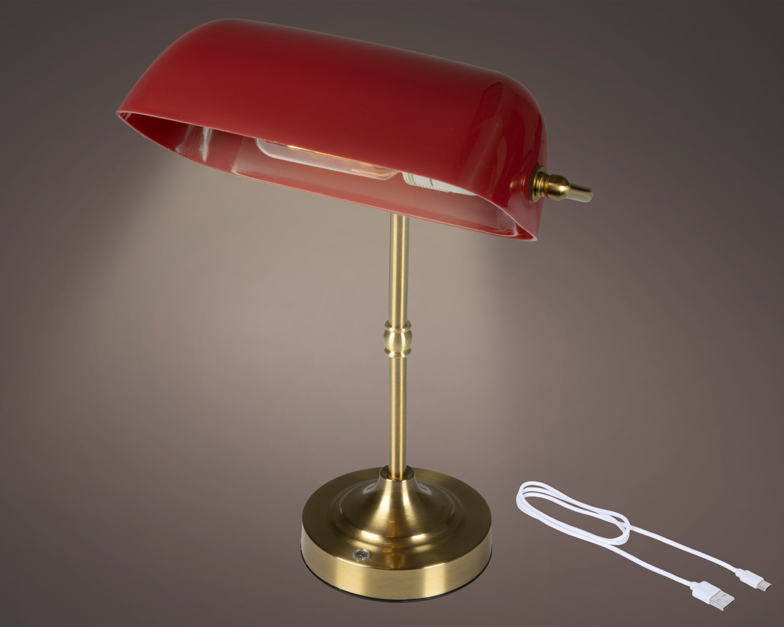 Lumineo LED table lamp banker red 37 cm