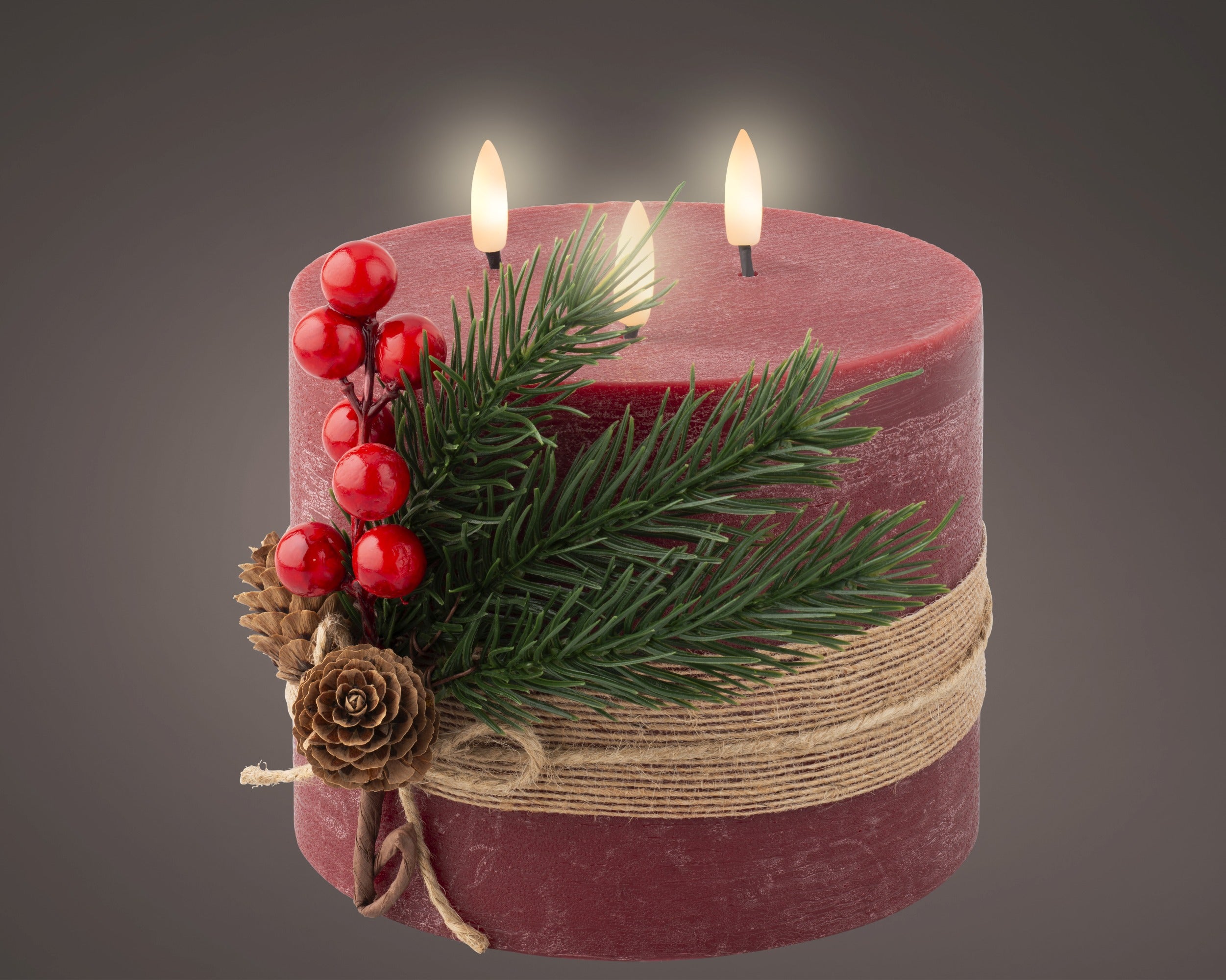 Lumineo LED wick candle red 15 cm