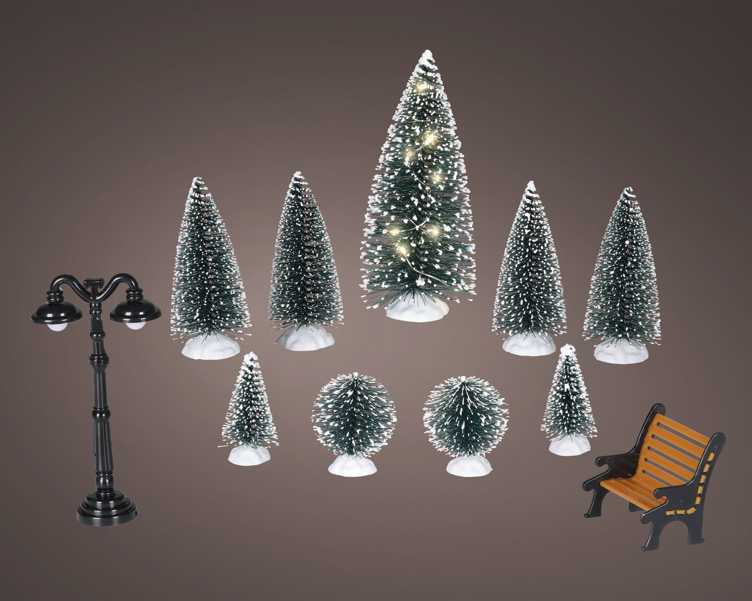 Lumineo LED village accessories set green 12.5 cm