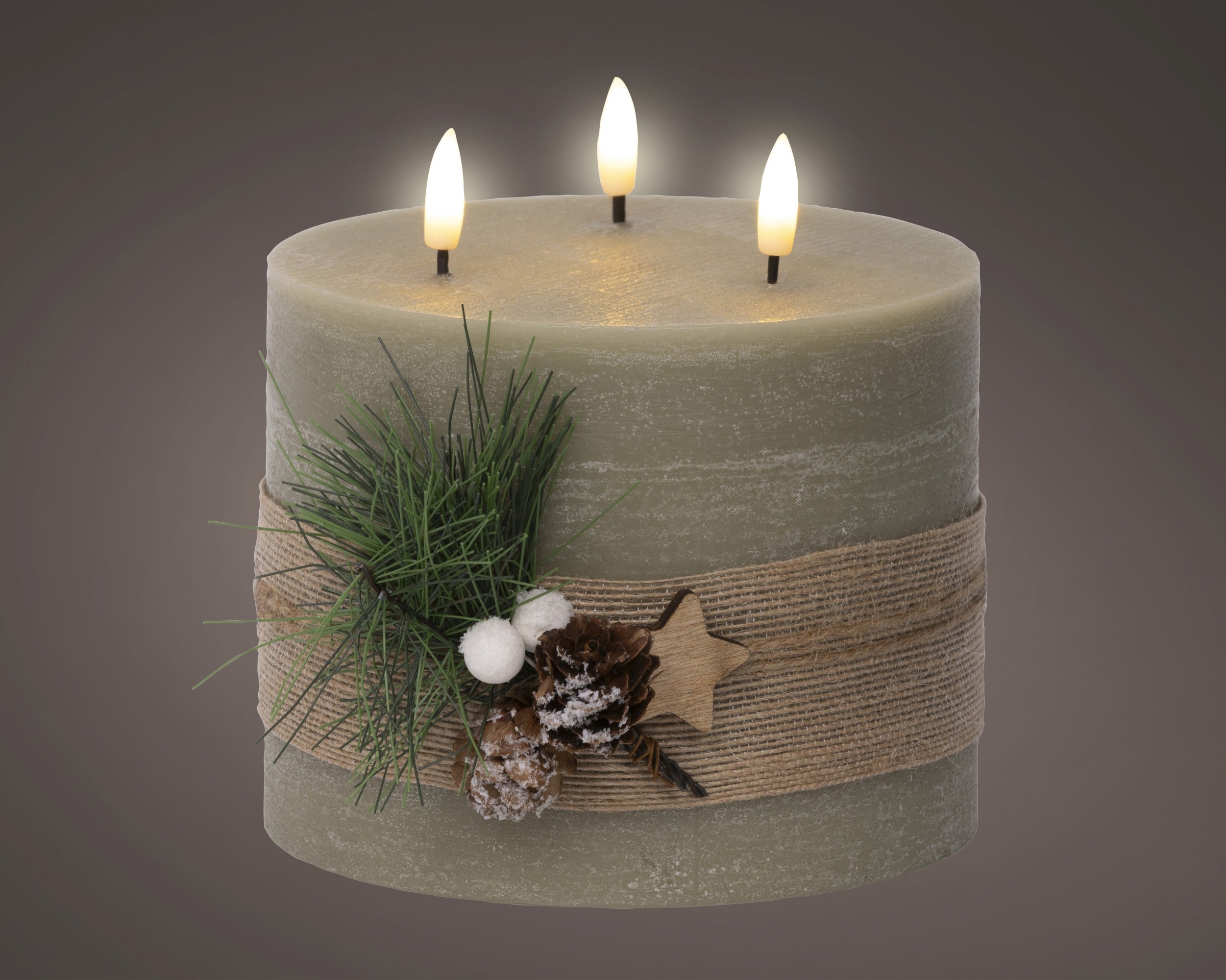 Lumineo LED wick candle green 15 cm