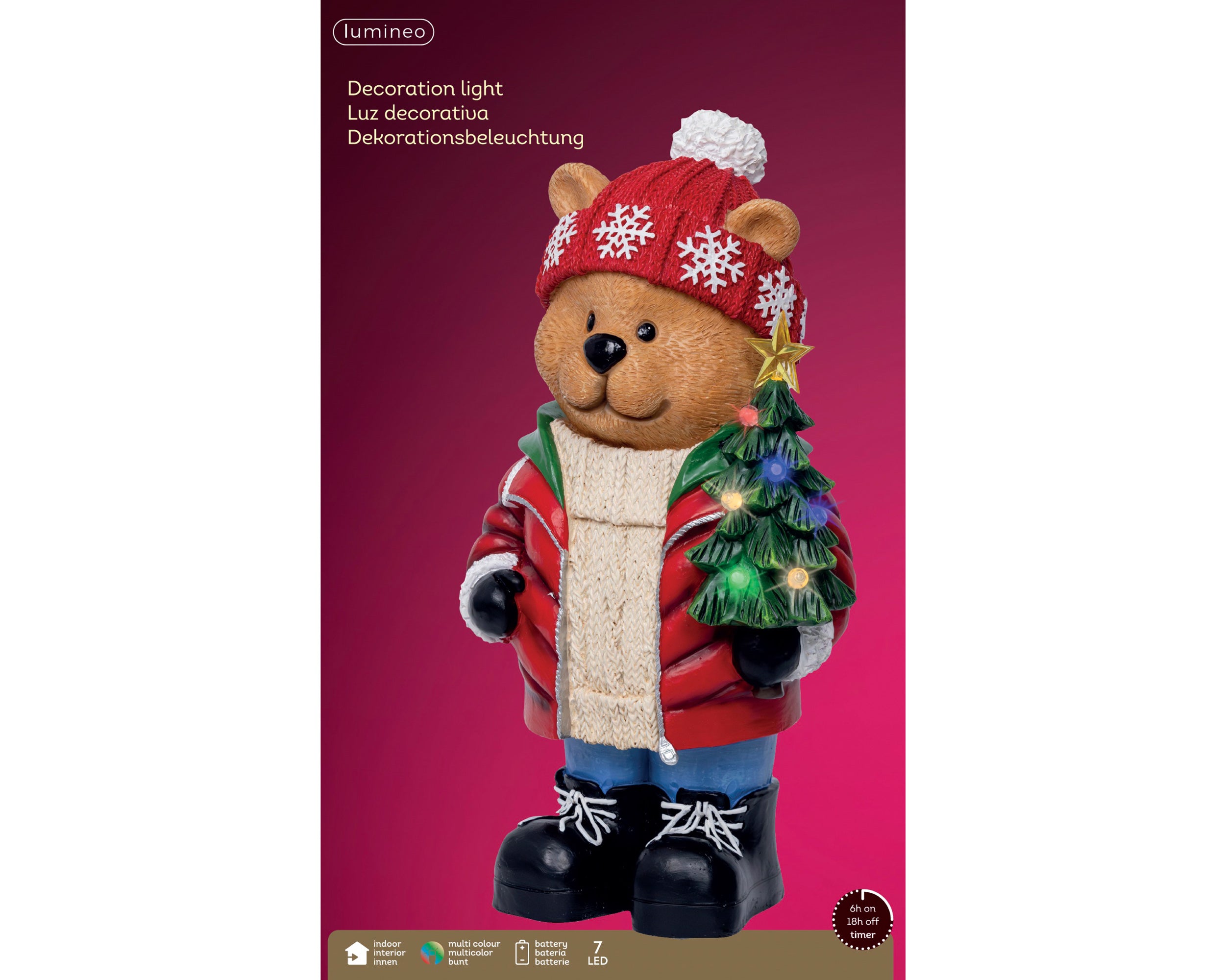 Lumineo LED Bear Multi 38 cm