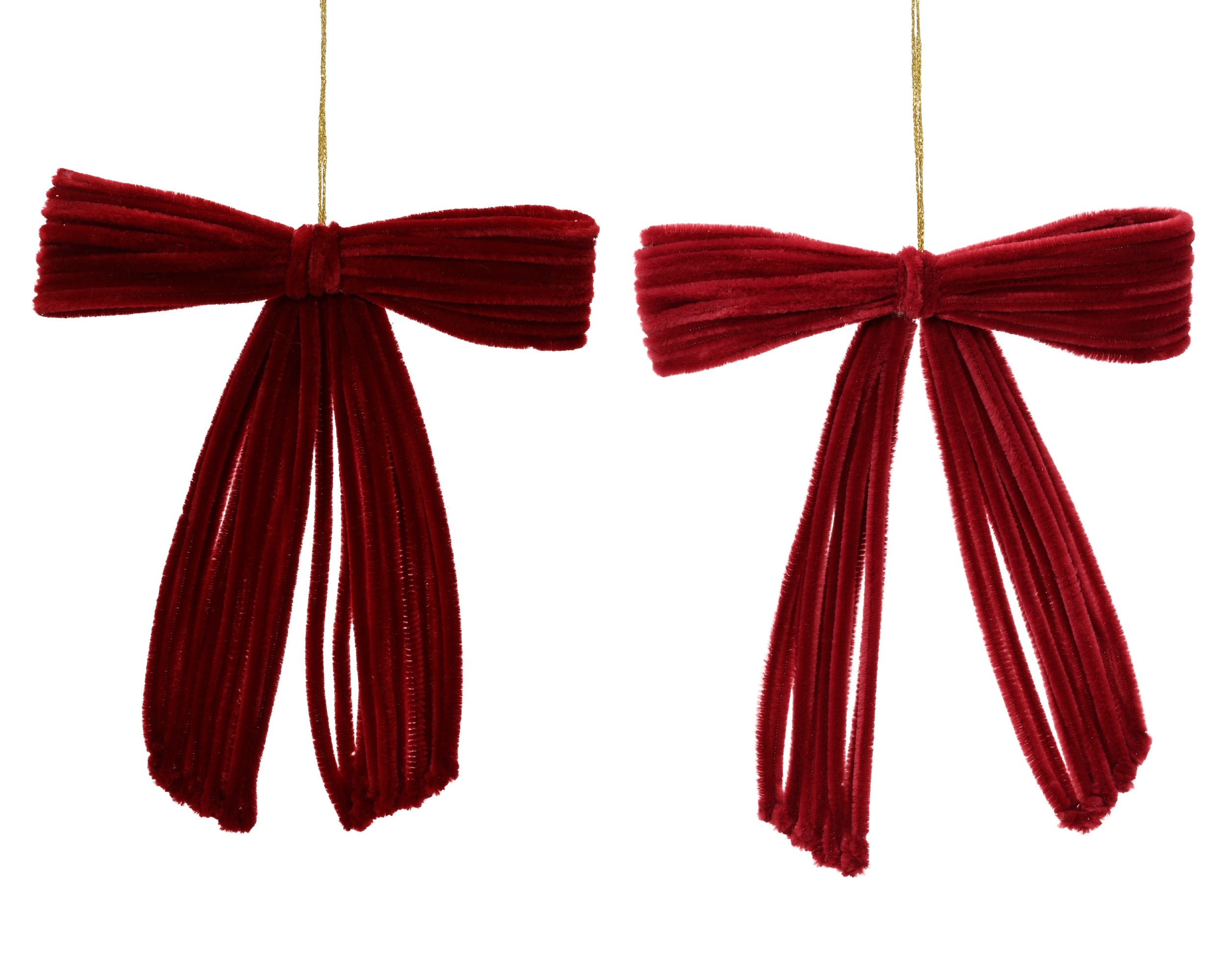 Decoris Chenille Christmas Bow 23 cm Assorted Oxblood Rose Pink