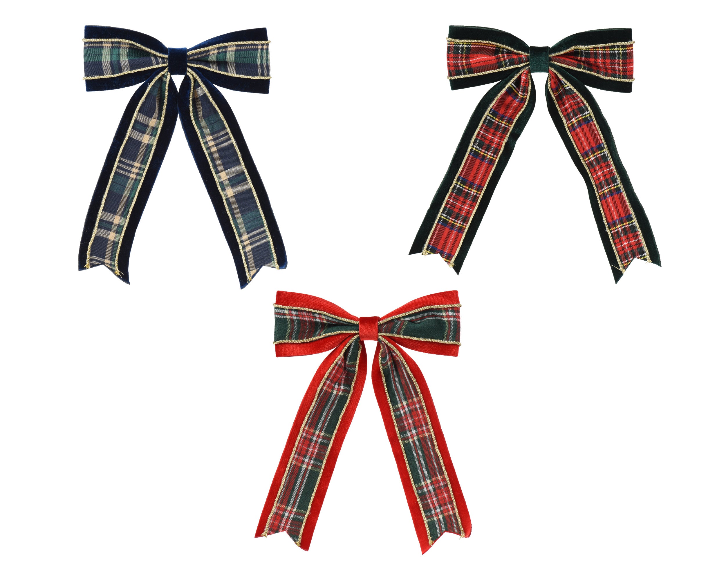 Decoris Christmas Bow on Clip 28 cm Polyester Velvet Assorted Colours