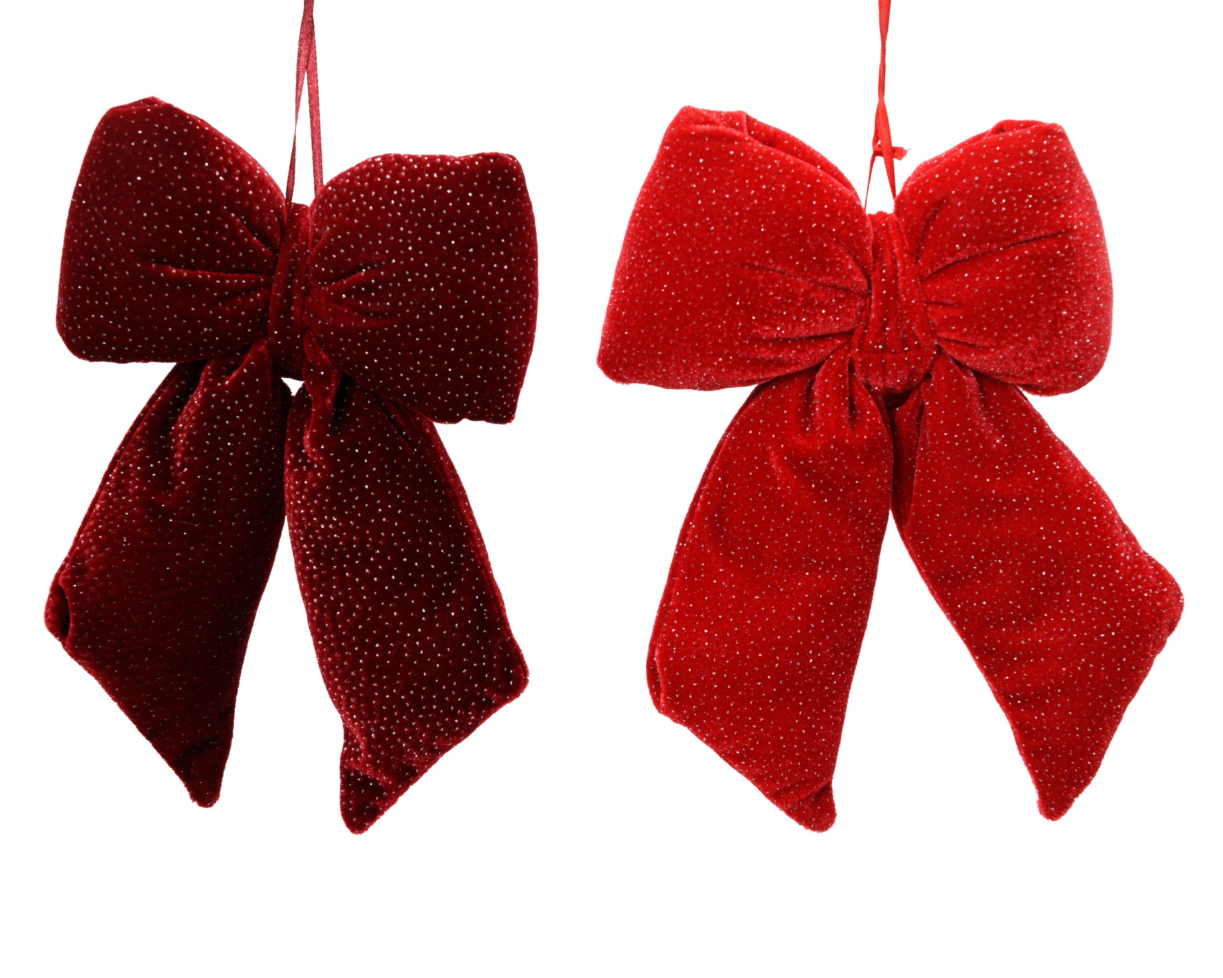 Decoris Velvet Christmas Bow 40 cm Red with Silver Glitter