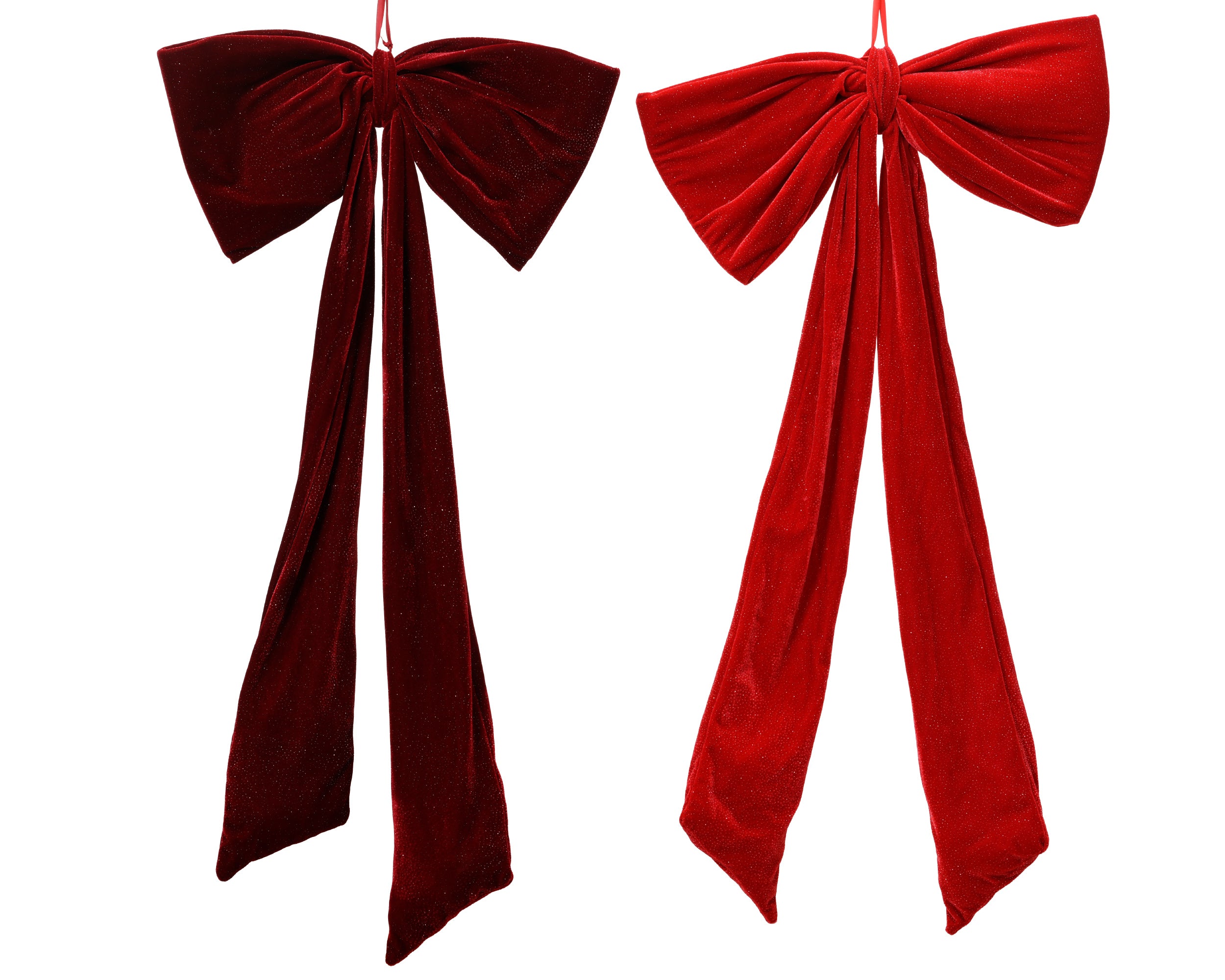 Decoris Velvet Christmas Bow 100 x 50 cm with Silver Glitter