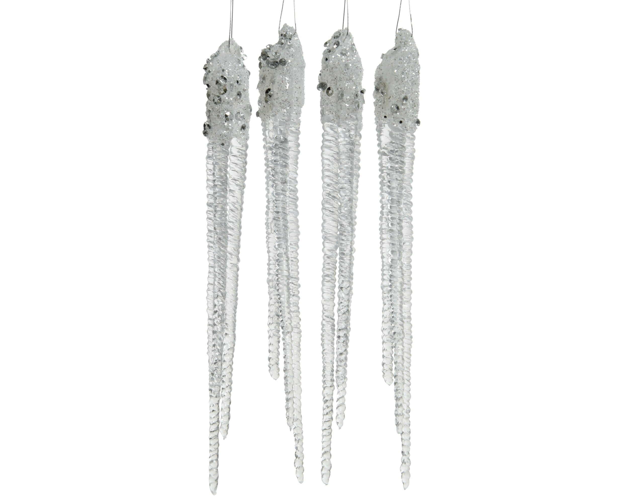 Decoris hanging ornament plastic clear silver icicle 15 cm