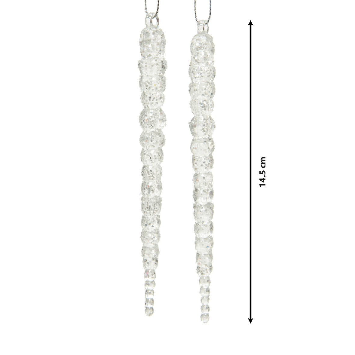 Decoris hanging decoration acrylic transparent silver icicle 14.5 cm