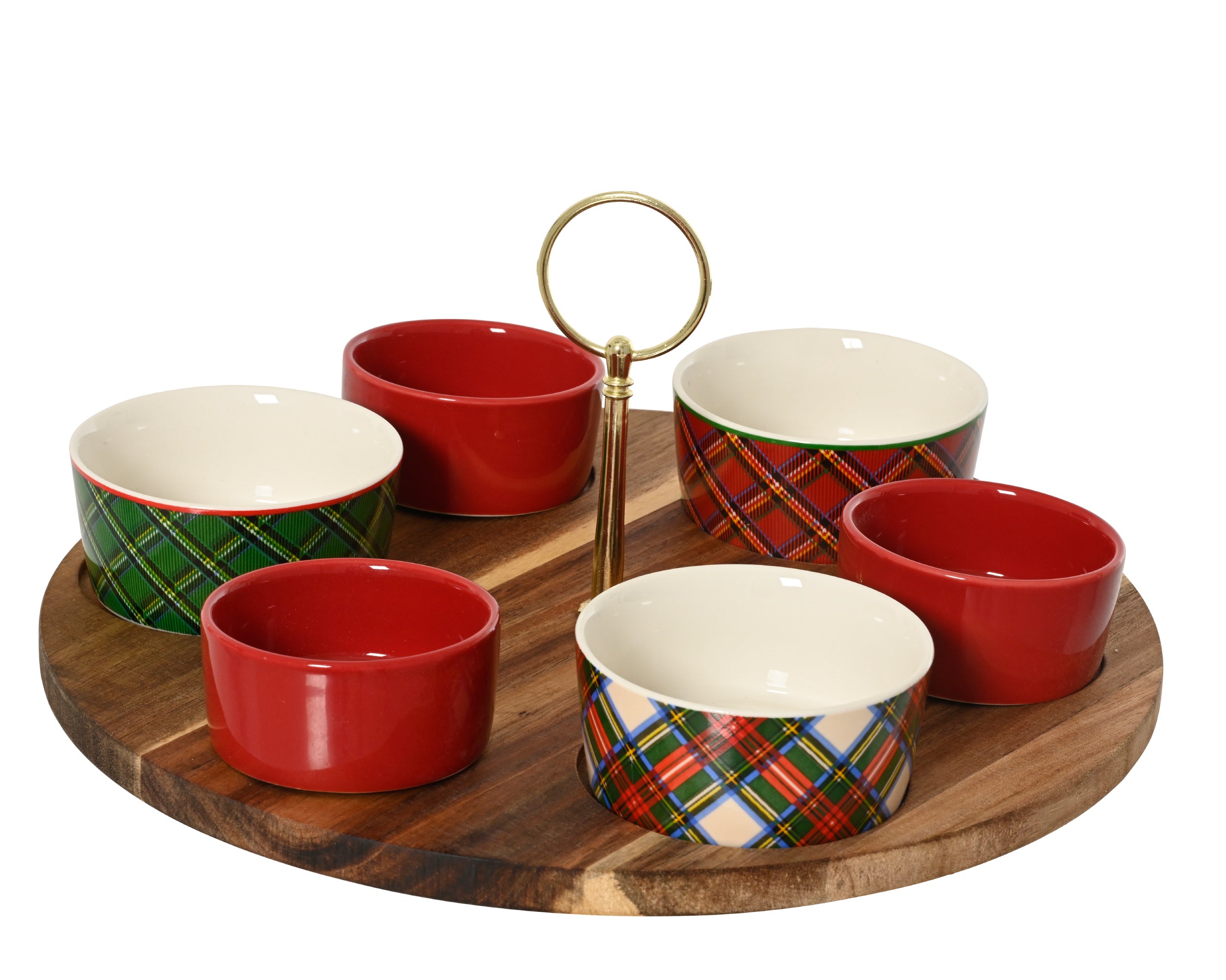 Christmas Tapas Set Round Tray Multi 29 cm Stoneware