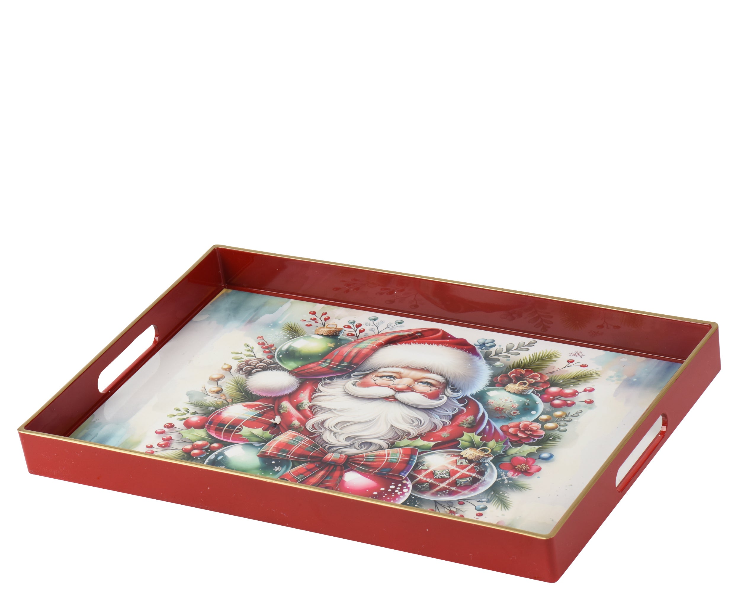 Decoris Serving Tray Red Rectangle 40 x 26 cm with Gold Rim