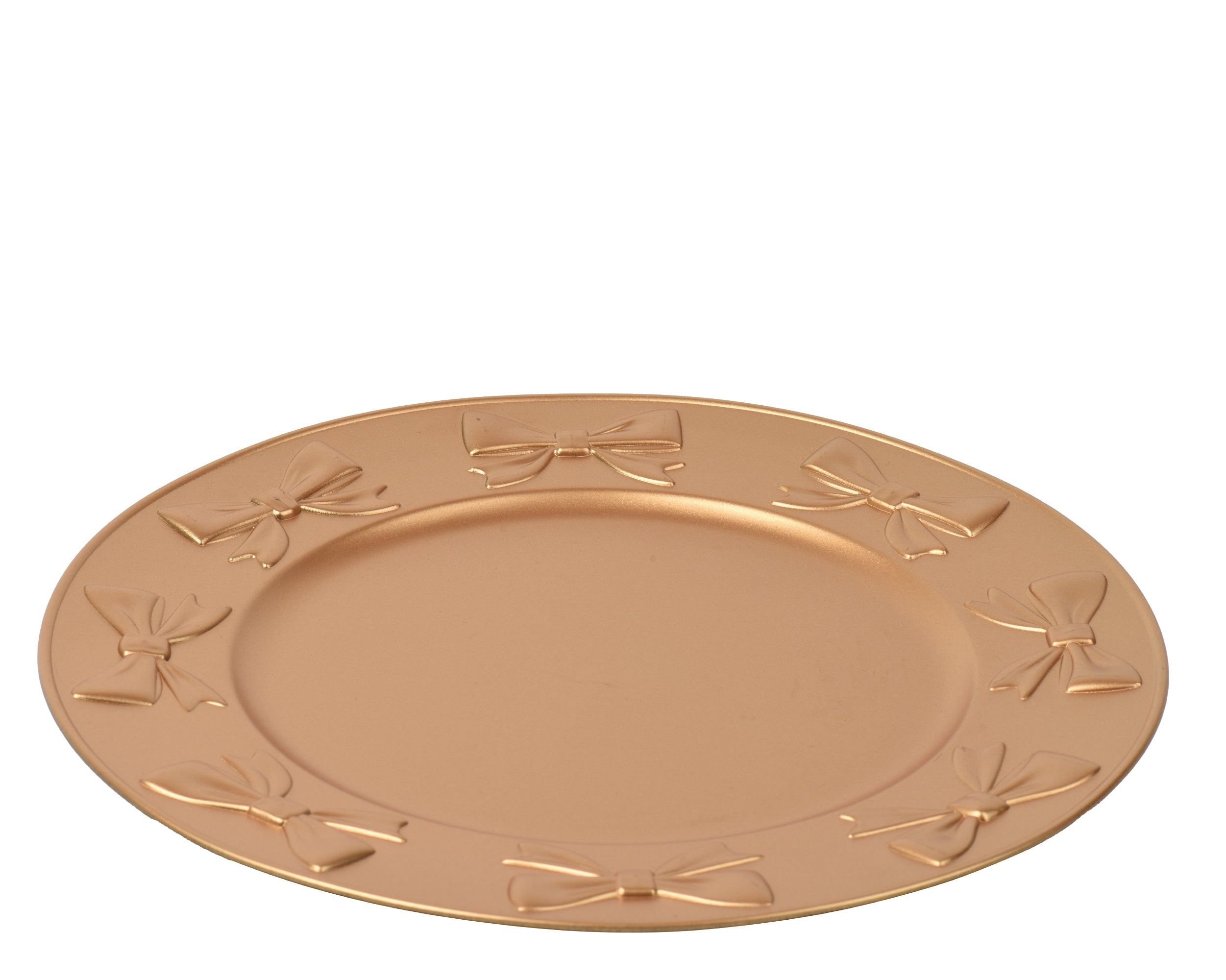 Decoris Round Deco Plate 33 cm Gold Shiny with Relief Bow Rim